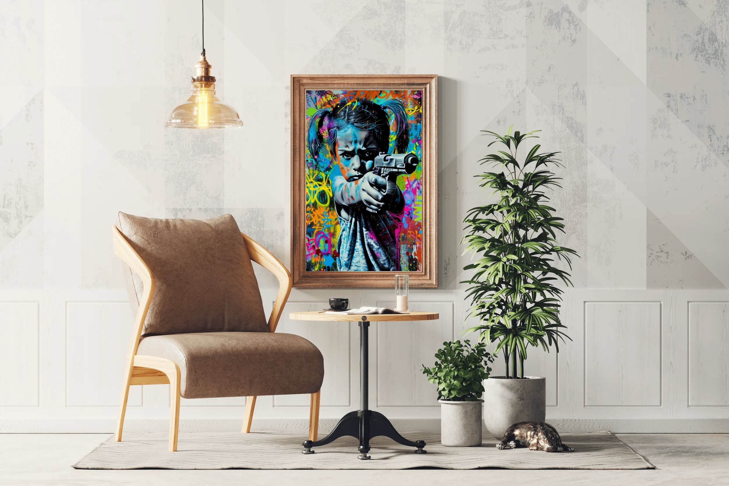 Graffiti Art of Girl Shooting Gun Wall Art - beink online art store