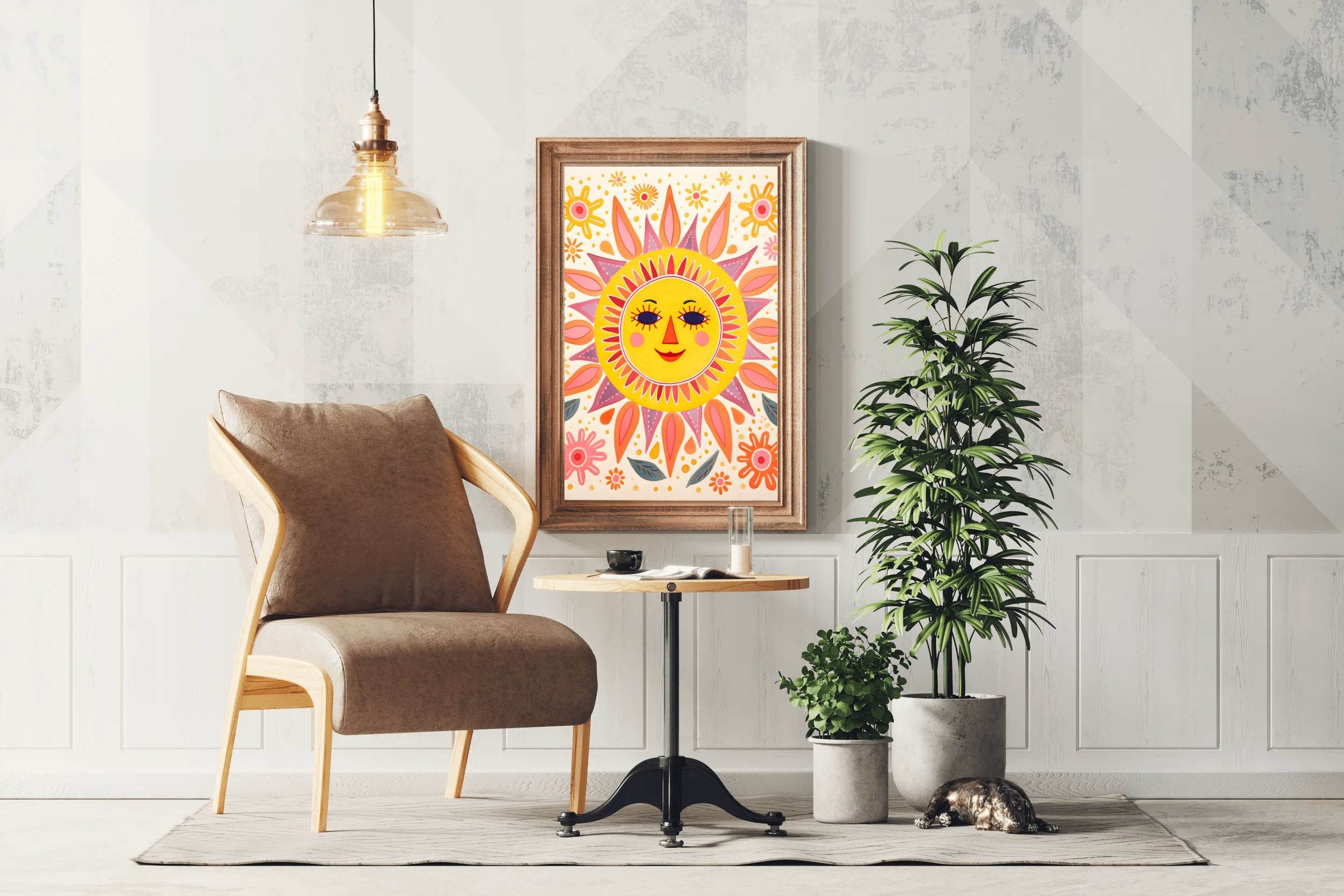 Sun With Flowers Canvas Wall Art - beink online art store
