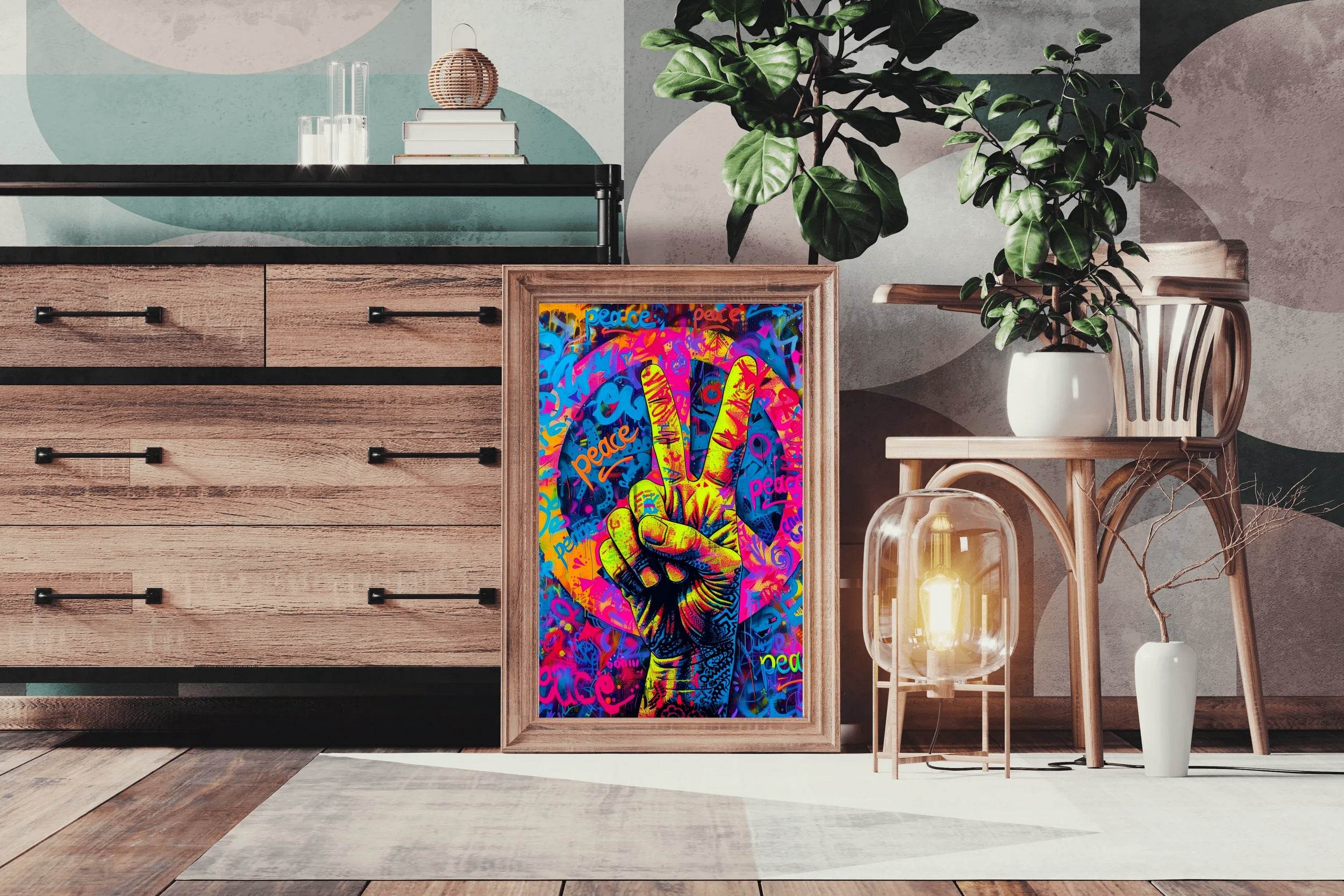 Graffiti Wall with a Peace Sign Wall Art - beink online art store