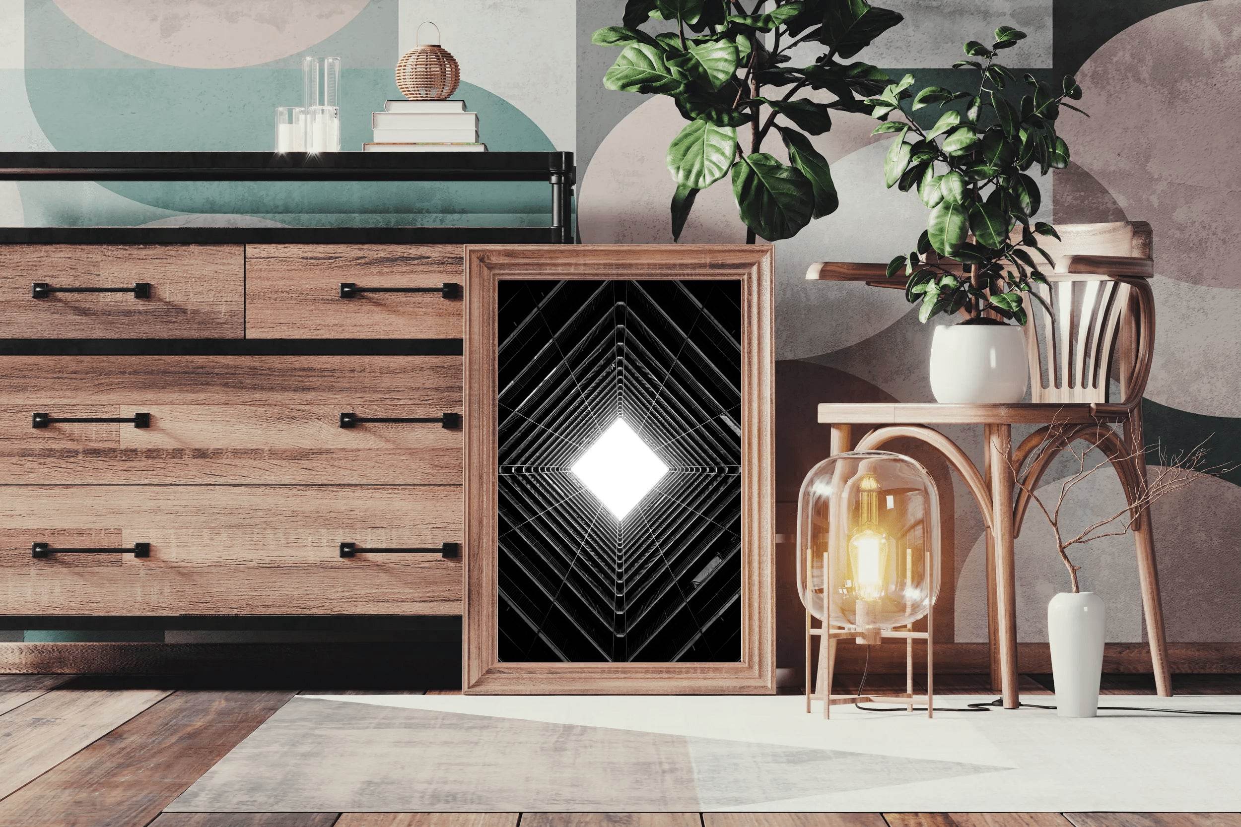 White Striped Building Black & White Wall Art - beink online art store