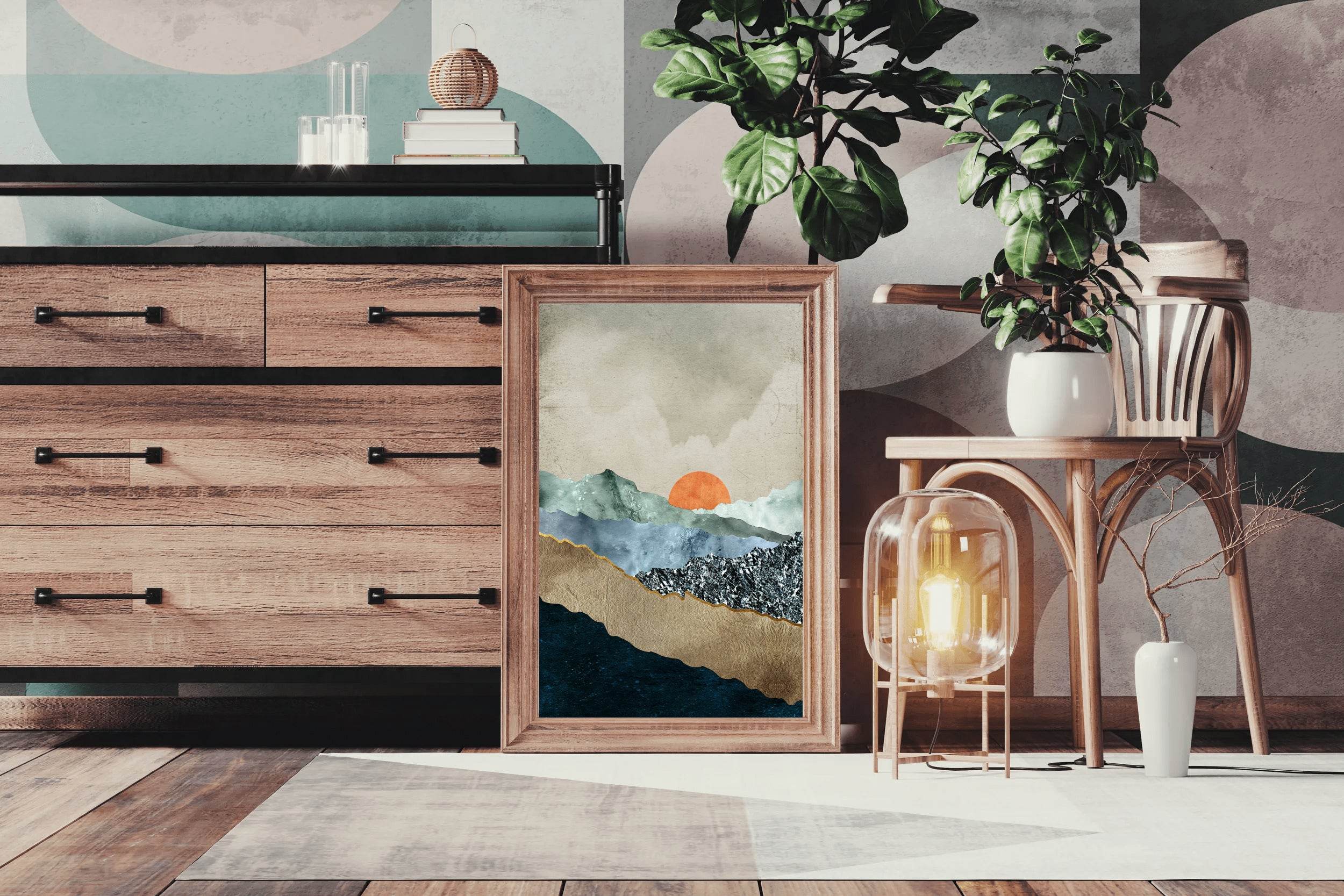Golden Sunset Over Mountains Wall Art - beink online art store