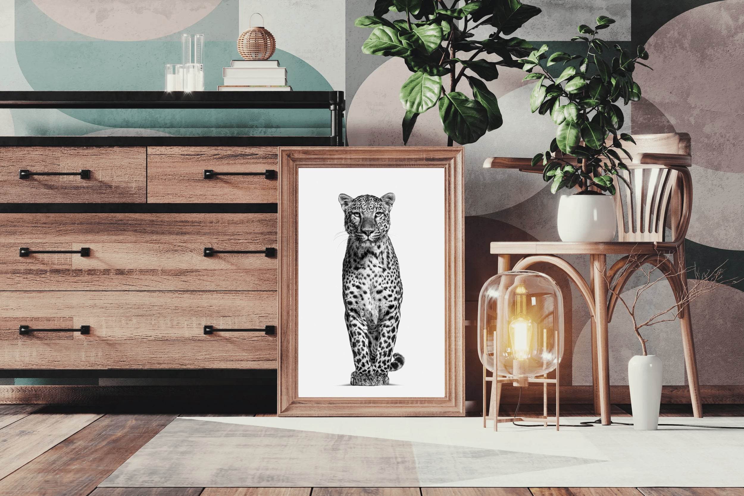 African Leopard Black & White Wall Art - beink online art store
