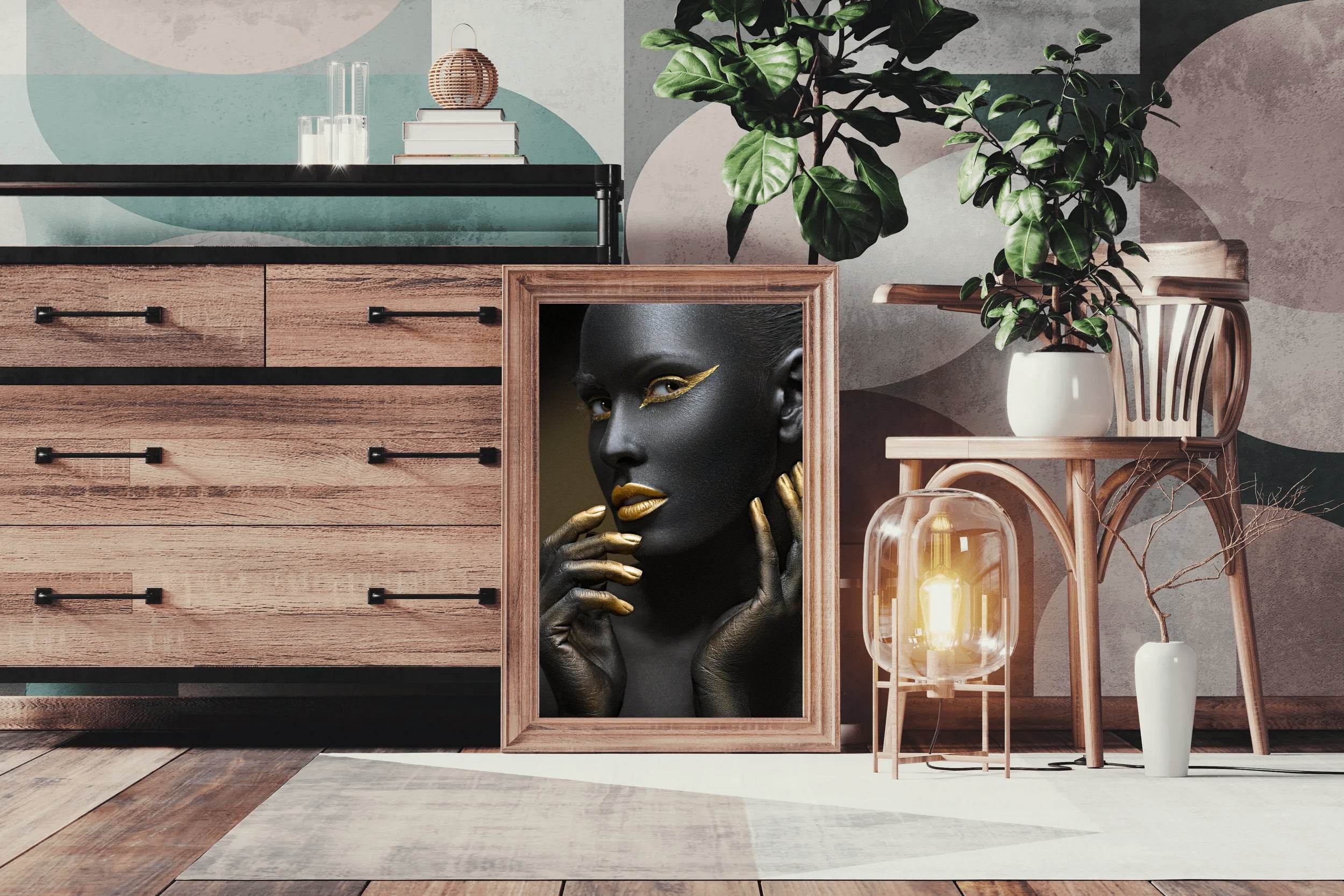 Face of Black Girl With Golden Makeup Wall Art - beink online art store