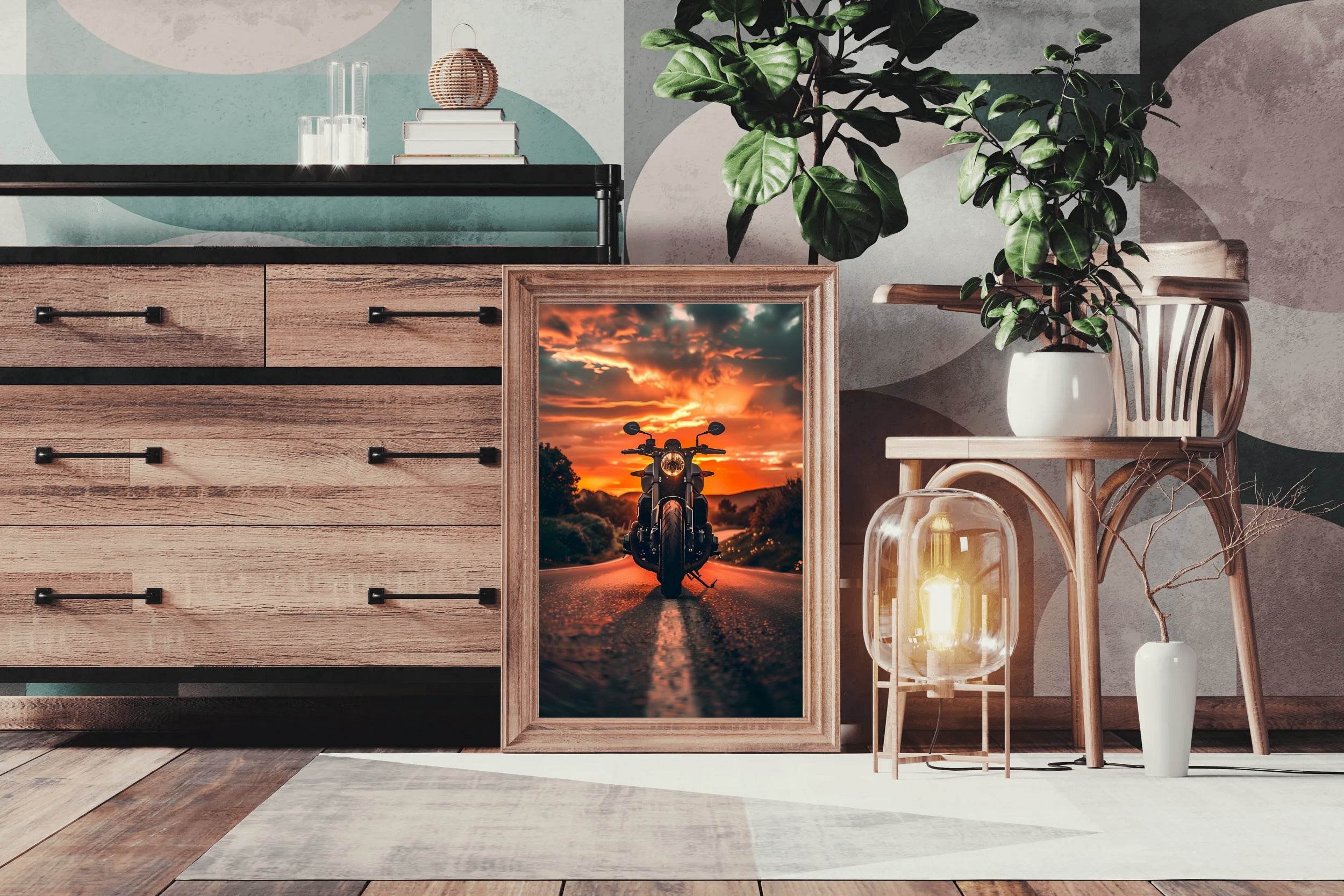 Motorcycle in Sunset Wall Art - beink online art store