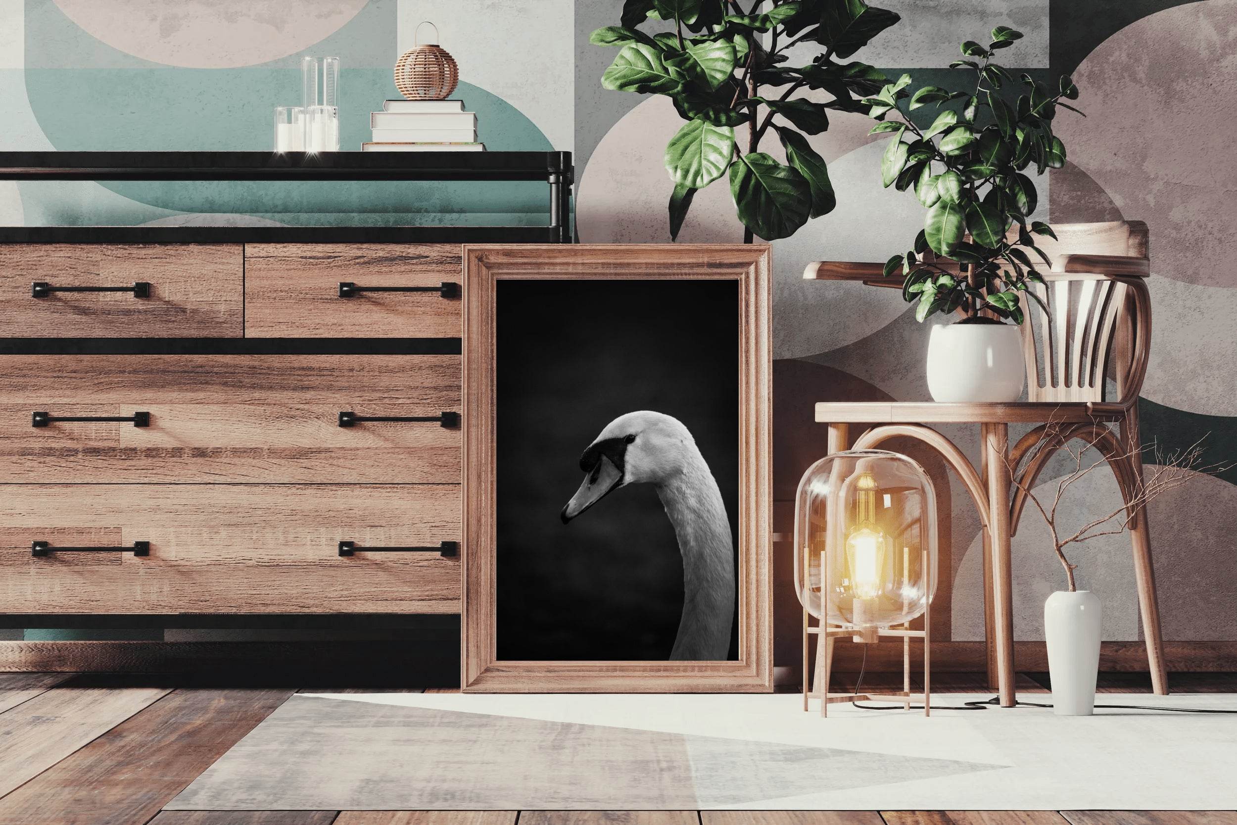 Mute Swan Black & White Wall Art - beink online art store