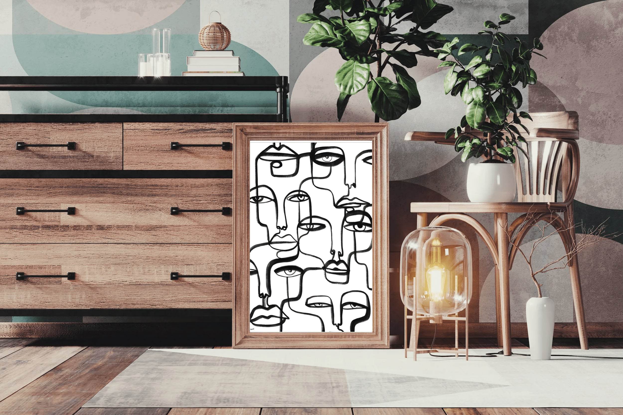 Interconnected Faces Modern Wall Art - beink online art store