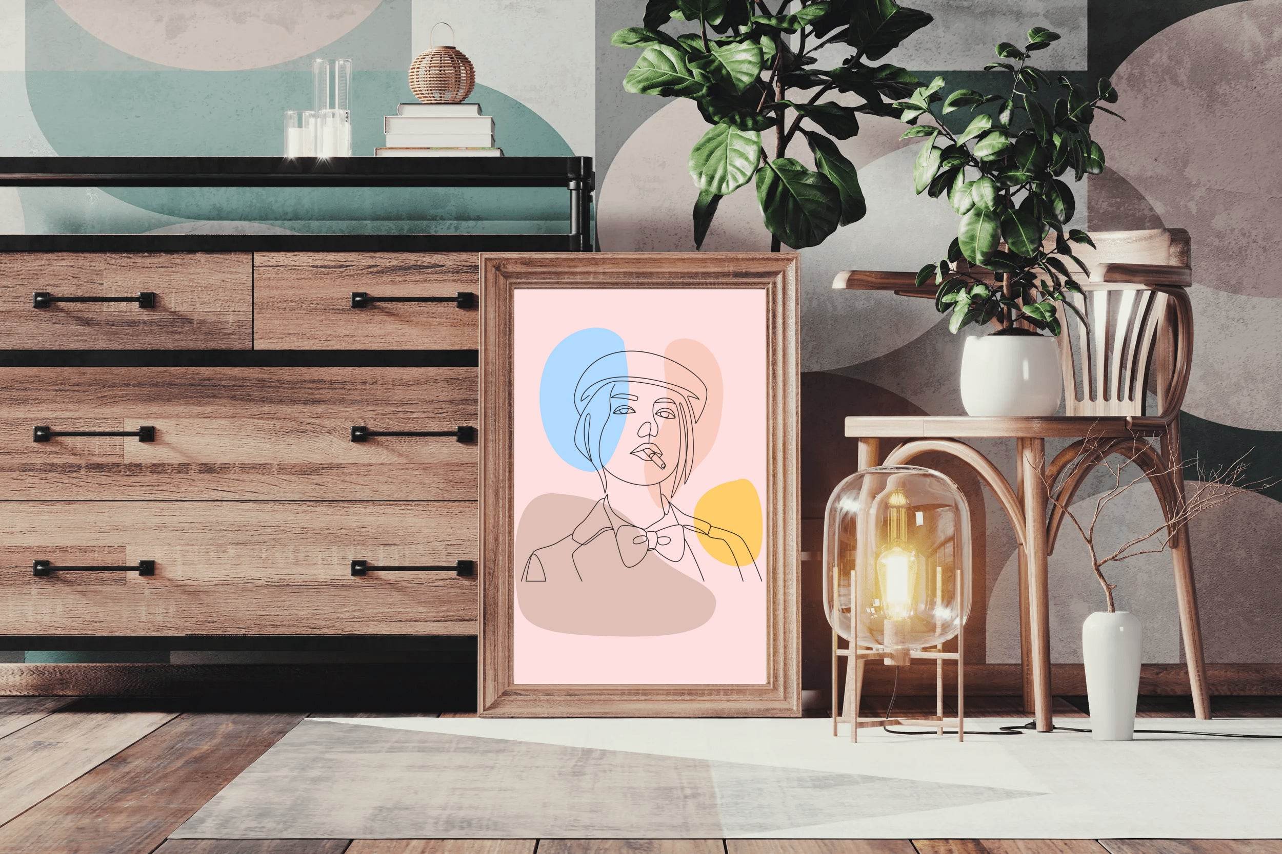 Smoking Girl With a Hat Wall Art - beink online art store