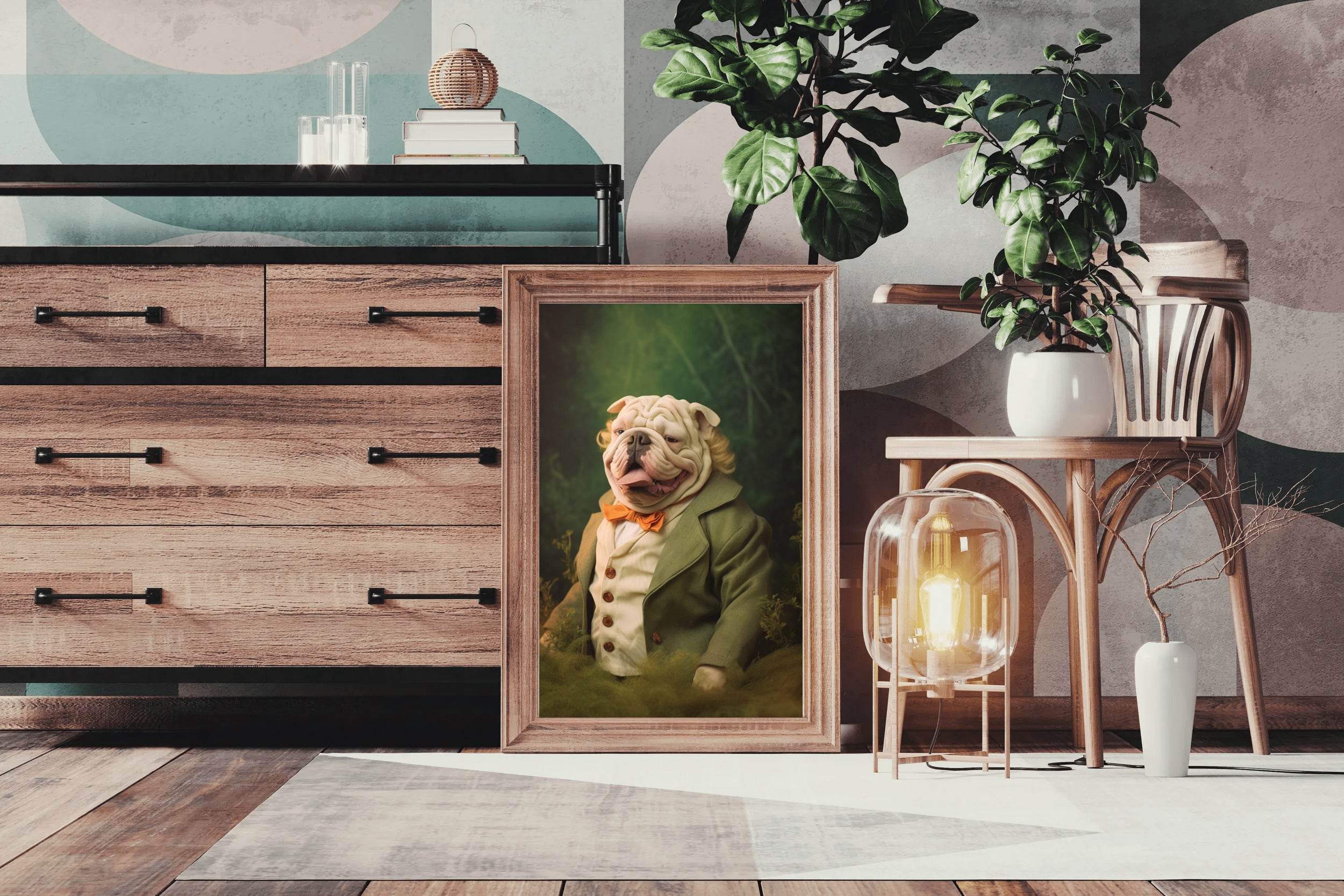 Comical Bulldog Wearing Coat Animal Wall Art - beink online art store