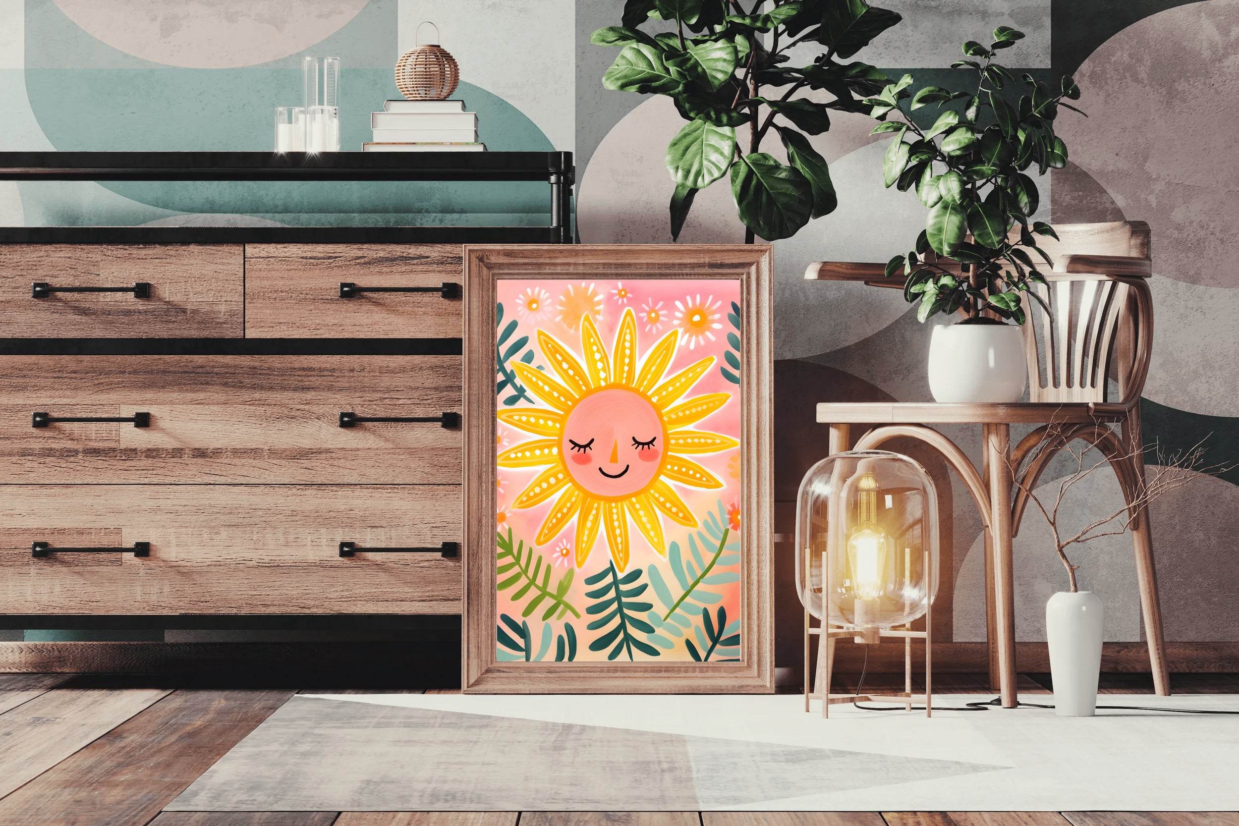 Watercolor Painting of Smiling Sun - beink online art store