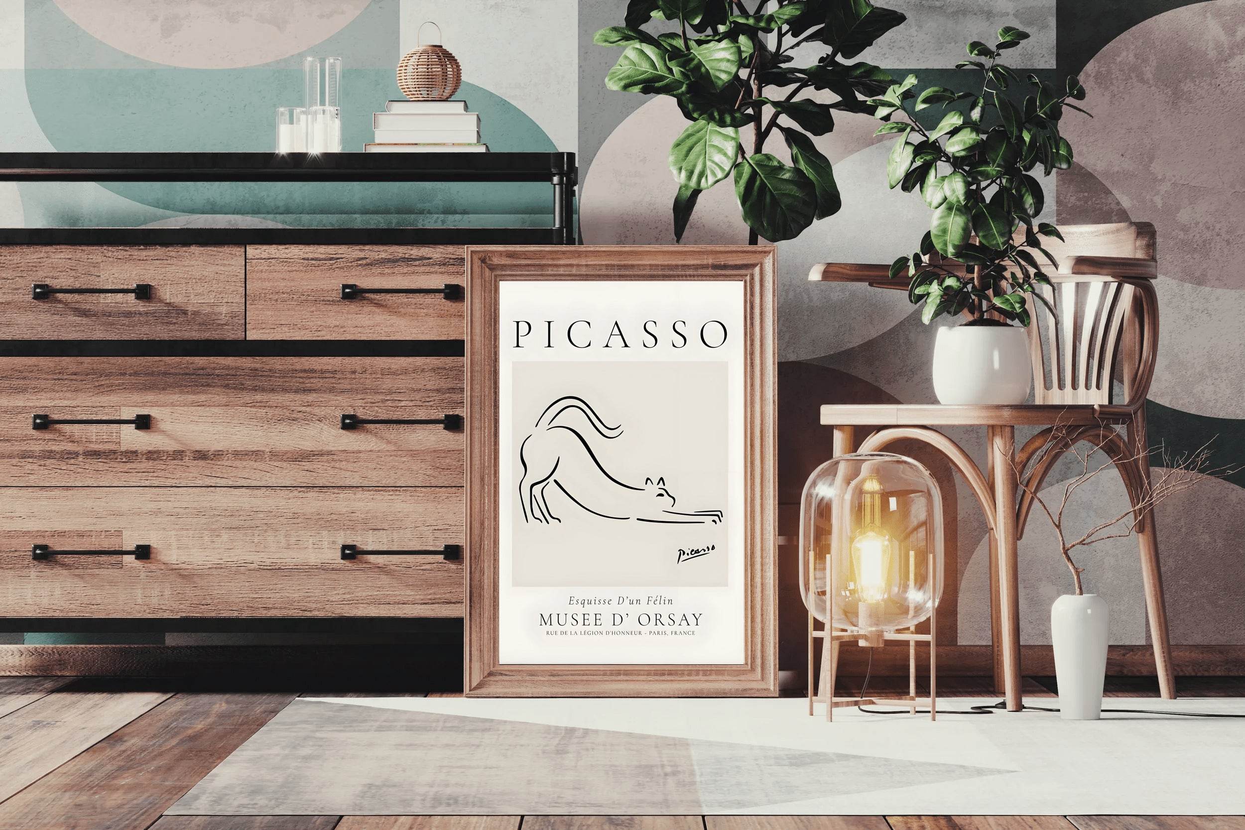 Picasso Animal Cat Line Drawing Wall Art - beink online art store