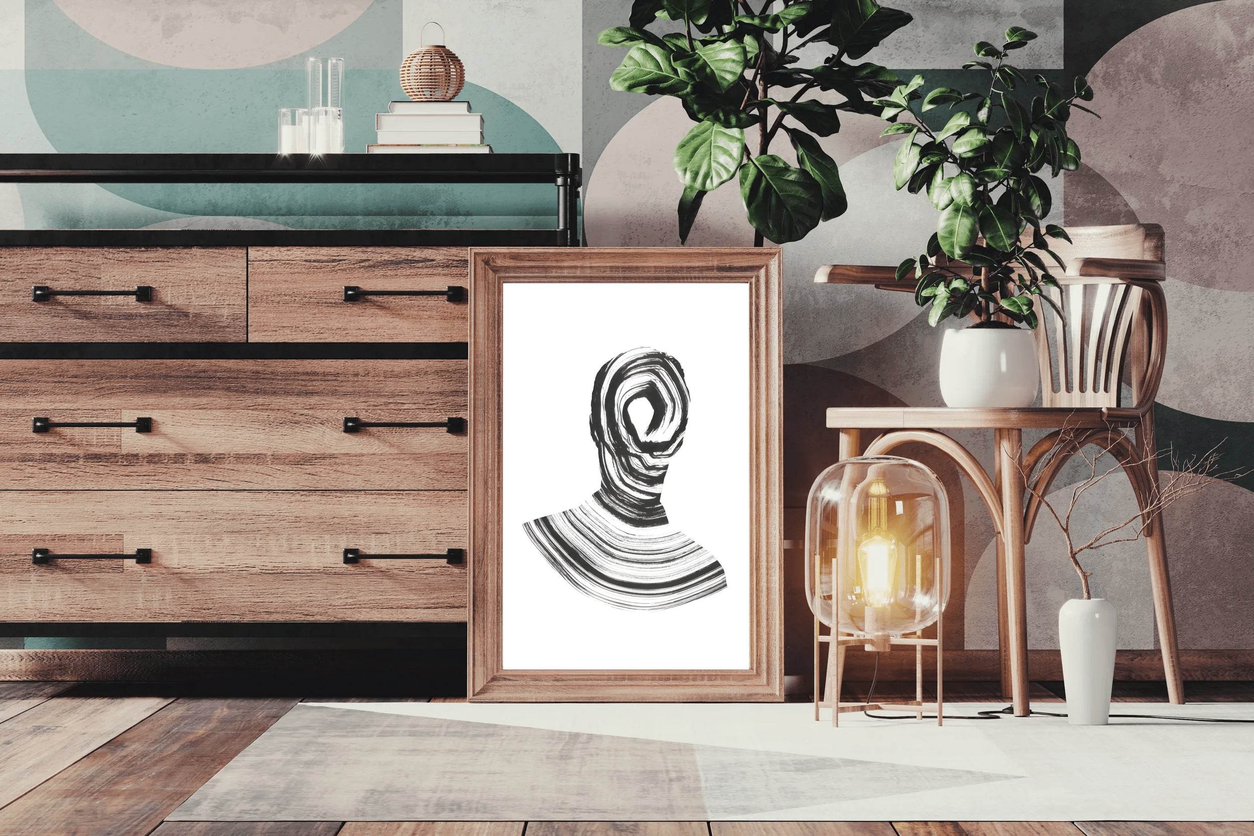 Black Inked Mind Swirled Silhouette Modern Wall Art - beink online art store