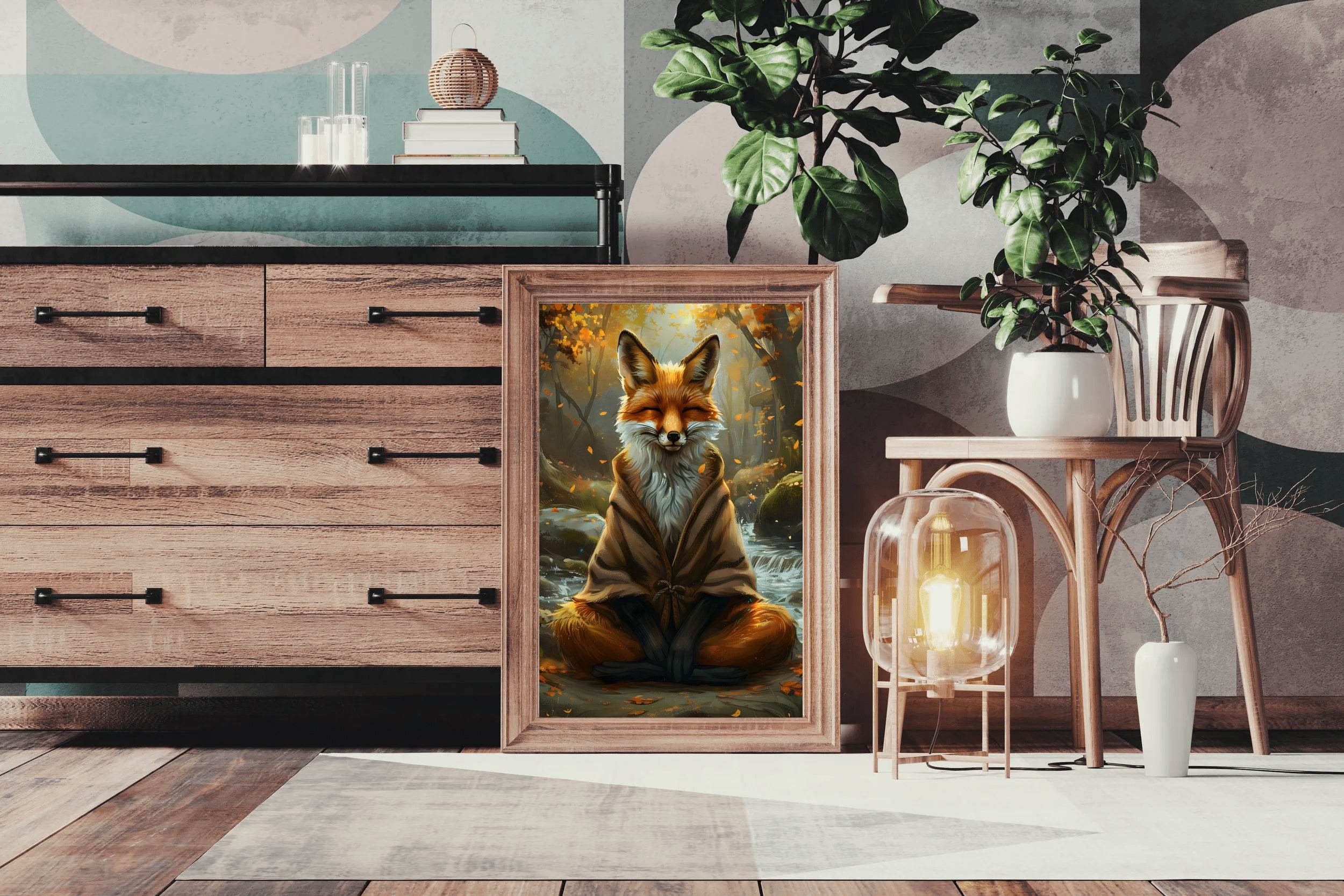 Watercolor Spiritual Fox Animal Wall Art - beink online art store
