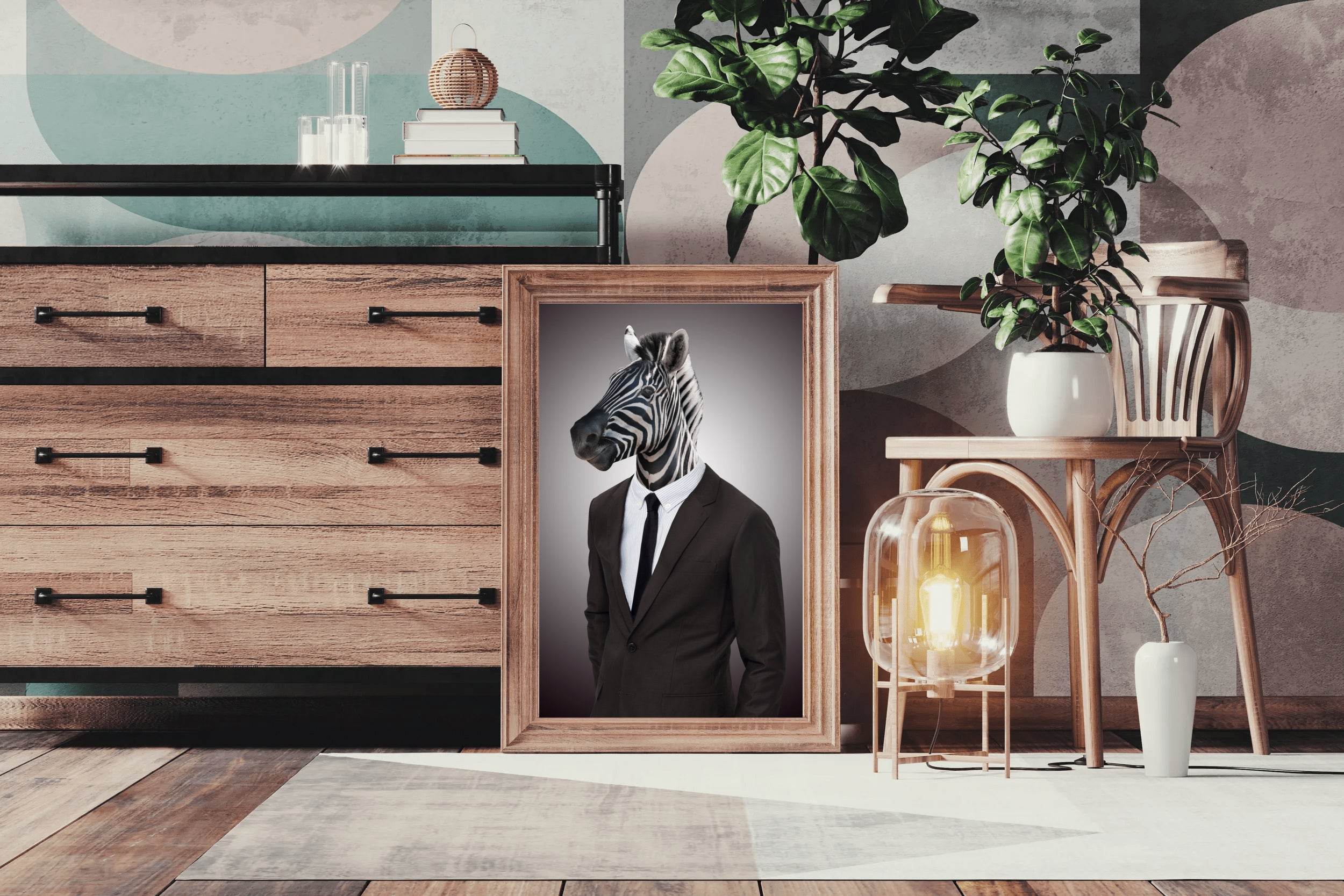 Wearing Suit Zebra Animal Wall Art - beink online art store
