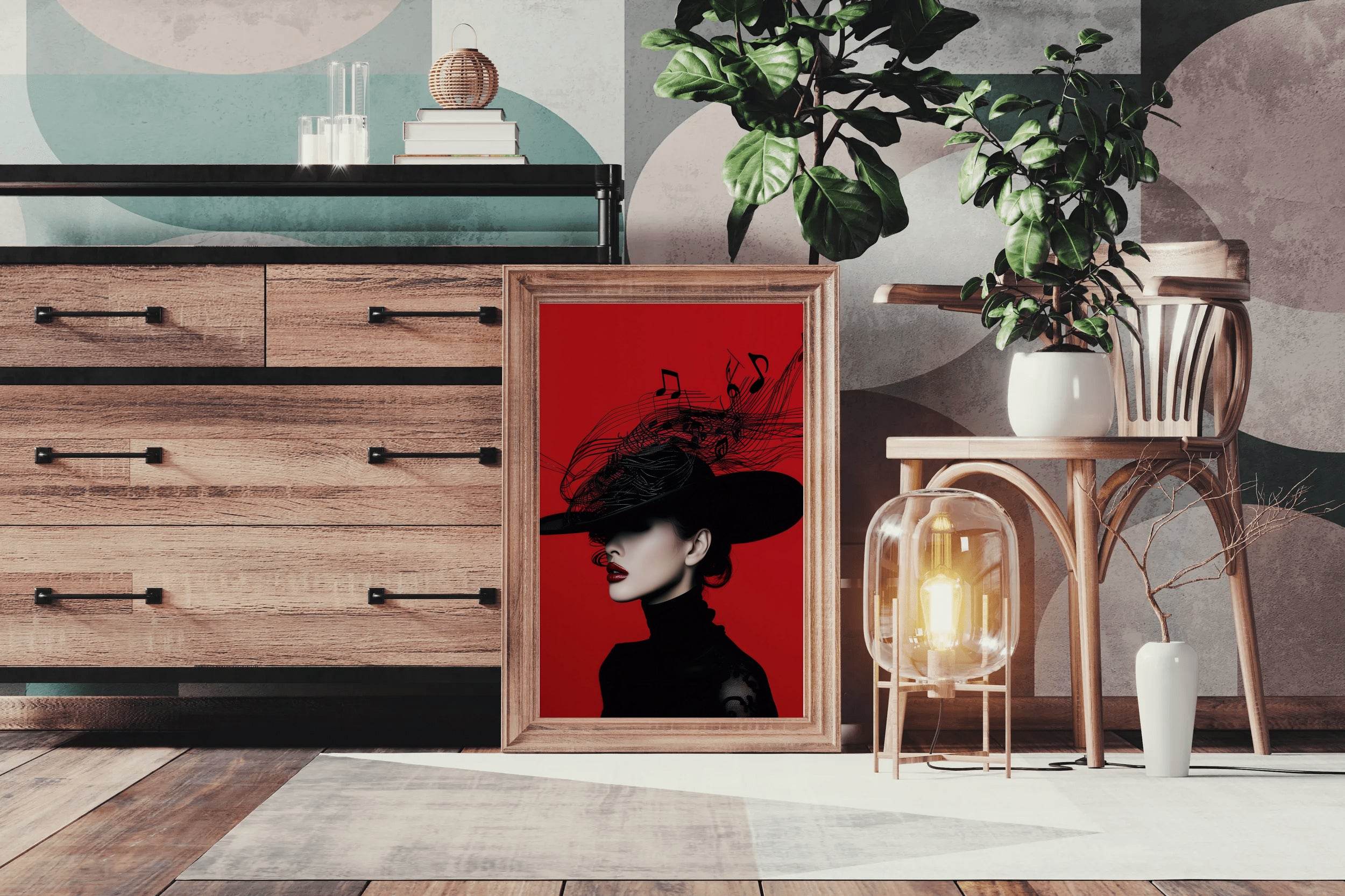 Elegant Lady With Black Hat Modern Wall Art - beink online art store