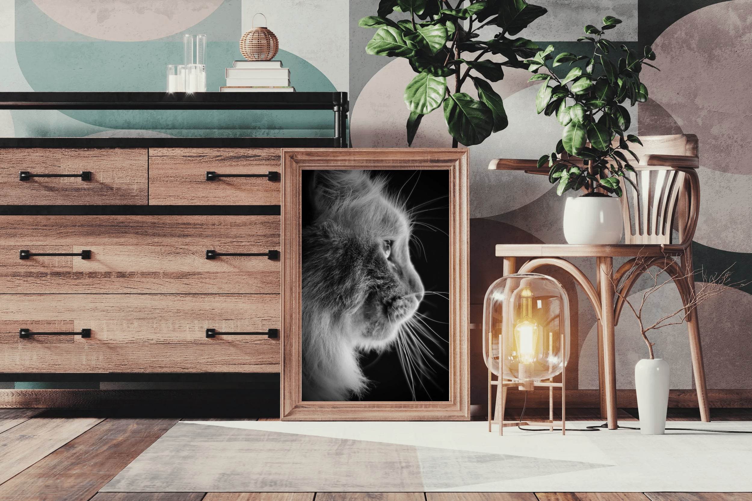 Siberian Cat Black & White Wall Art - beink online art store