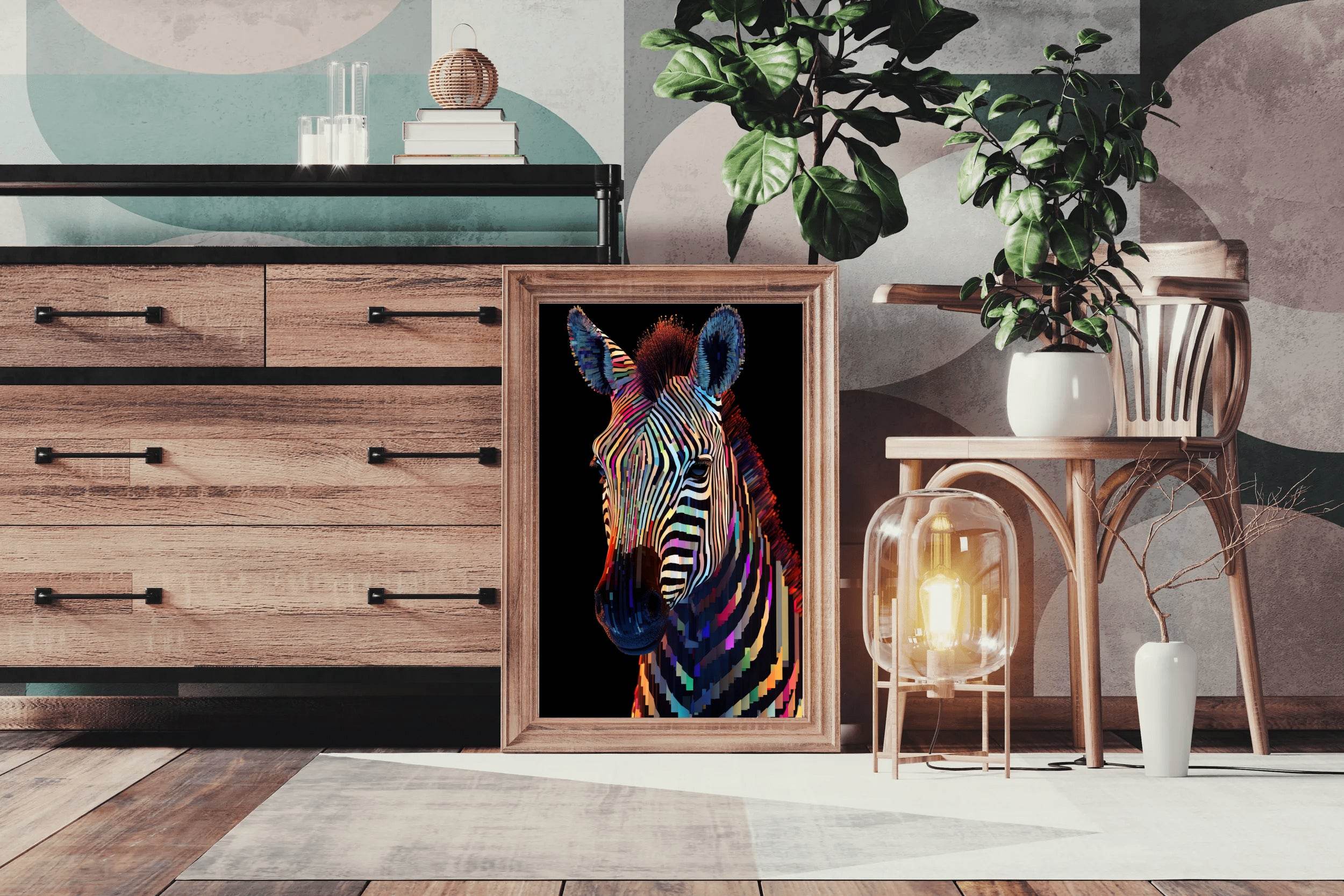 Painting of Zebra Face Animal Wall Art - beink online art store