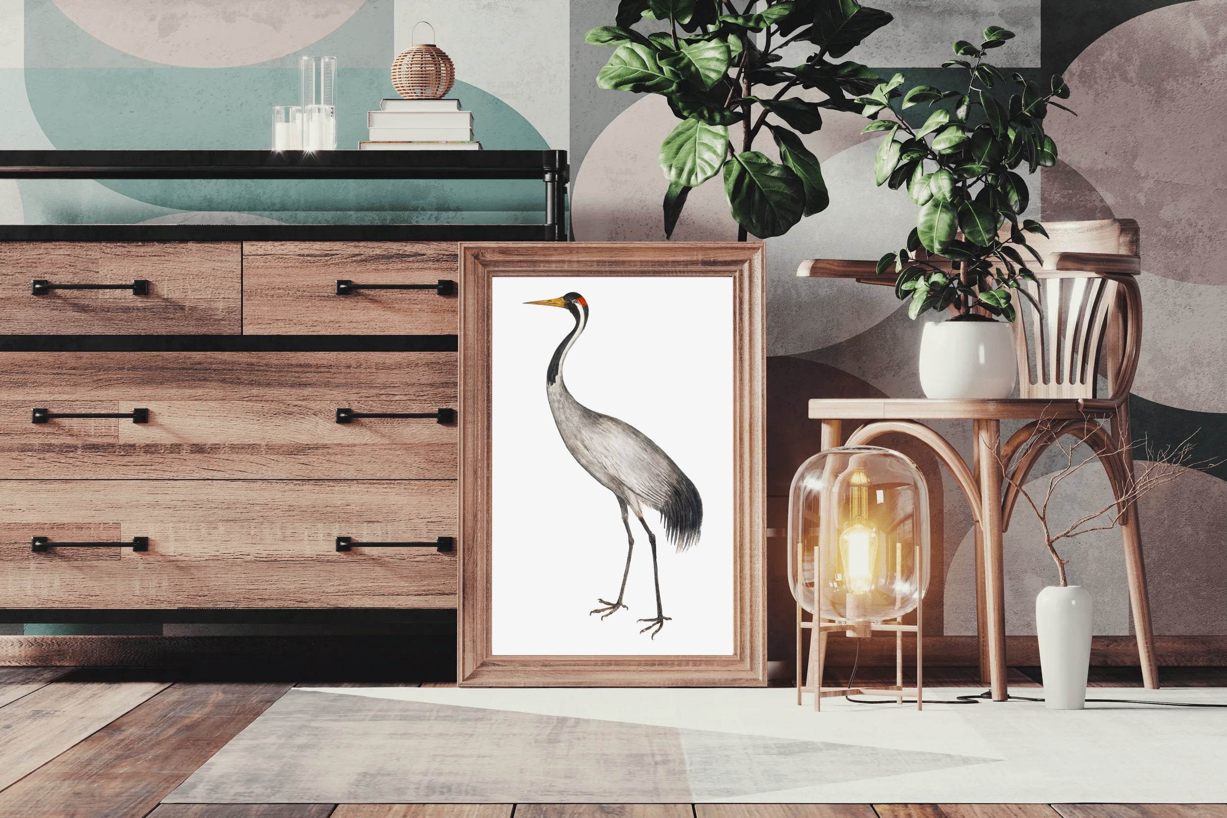 Vintage Style Common Crane Wall Art - beink online art store