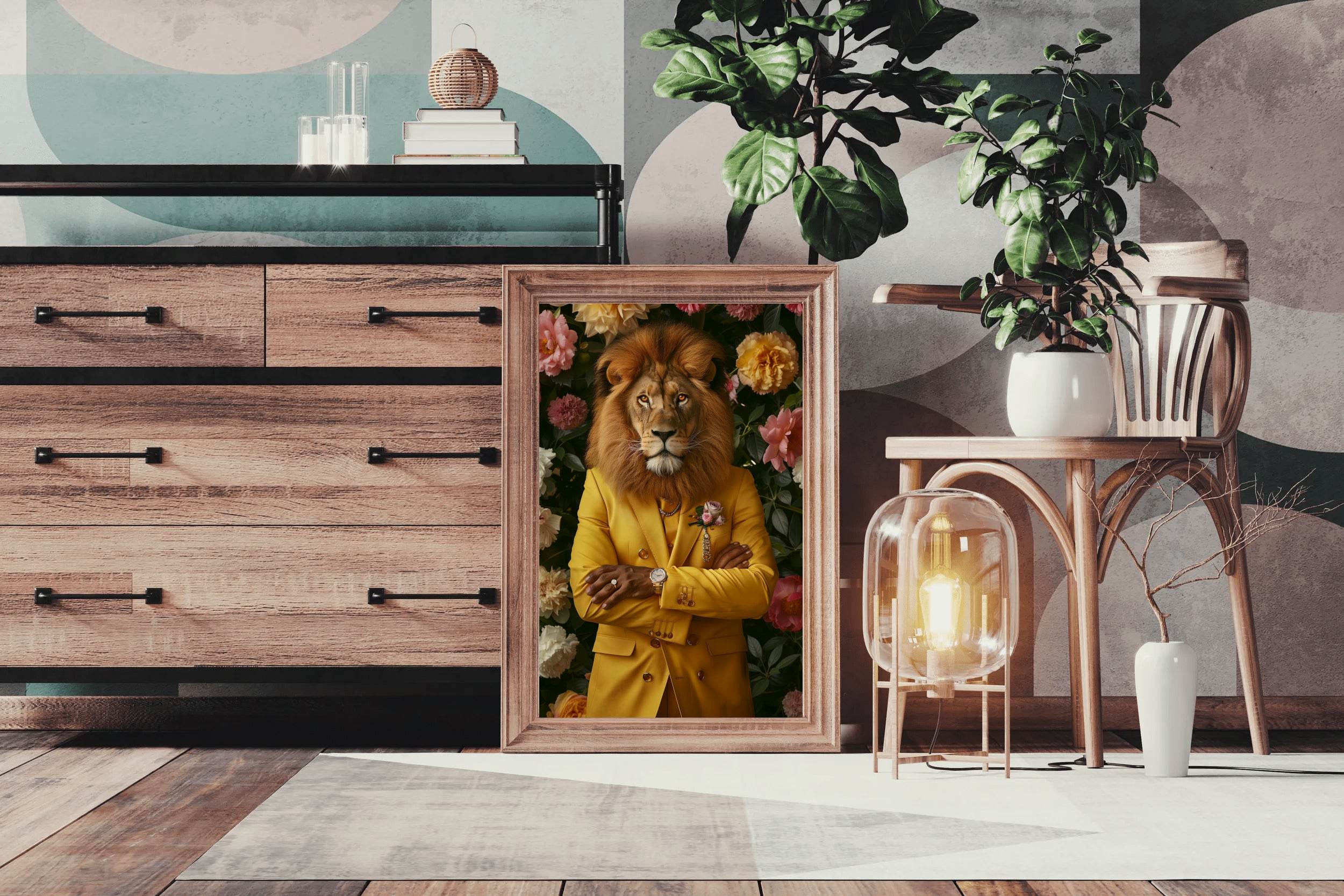 Master Flame Lion Wearing Coat Wall Art - beink online art store