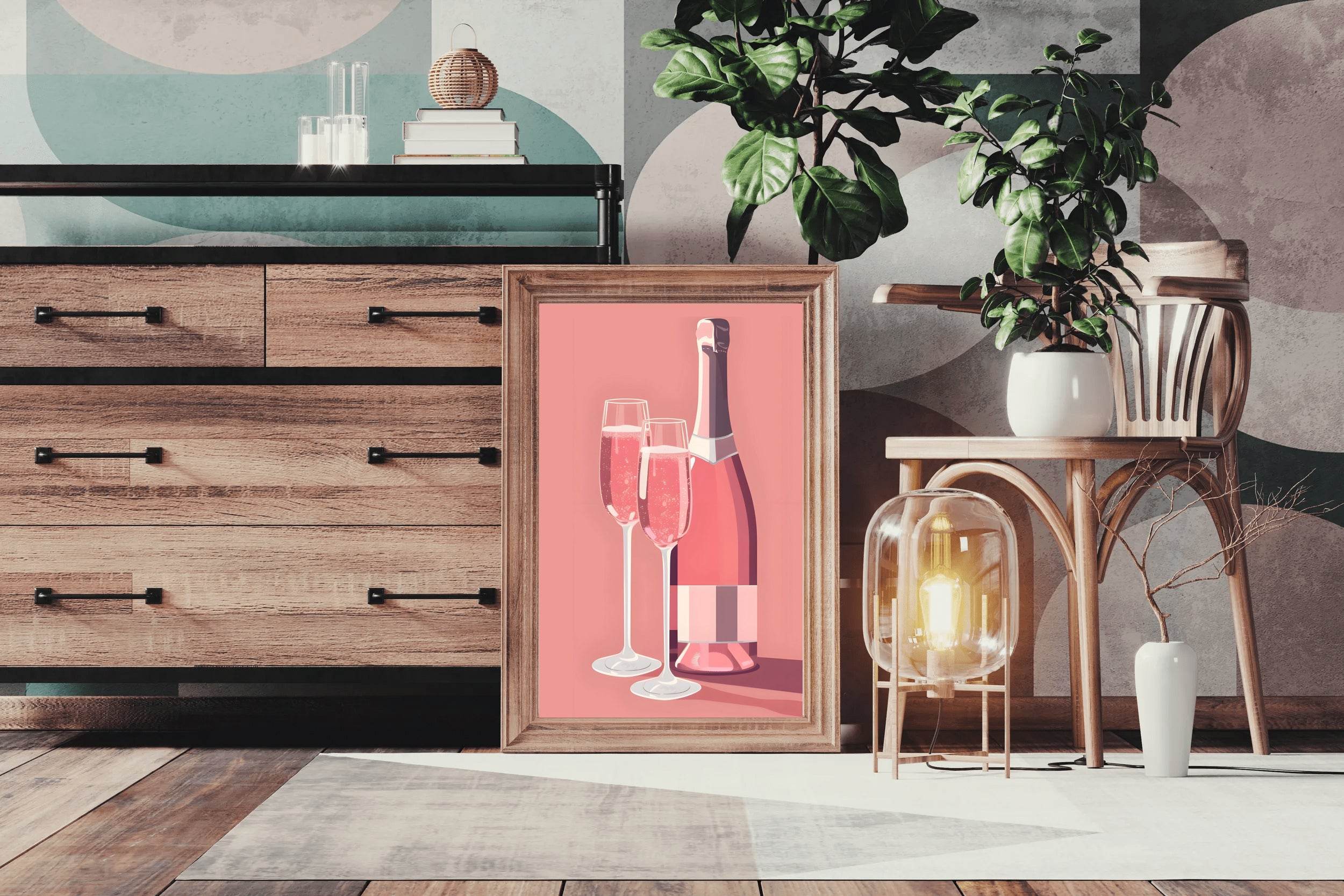 Pink Champagne Wall Art - beink online art store