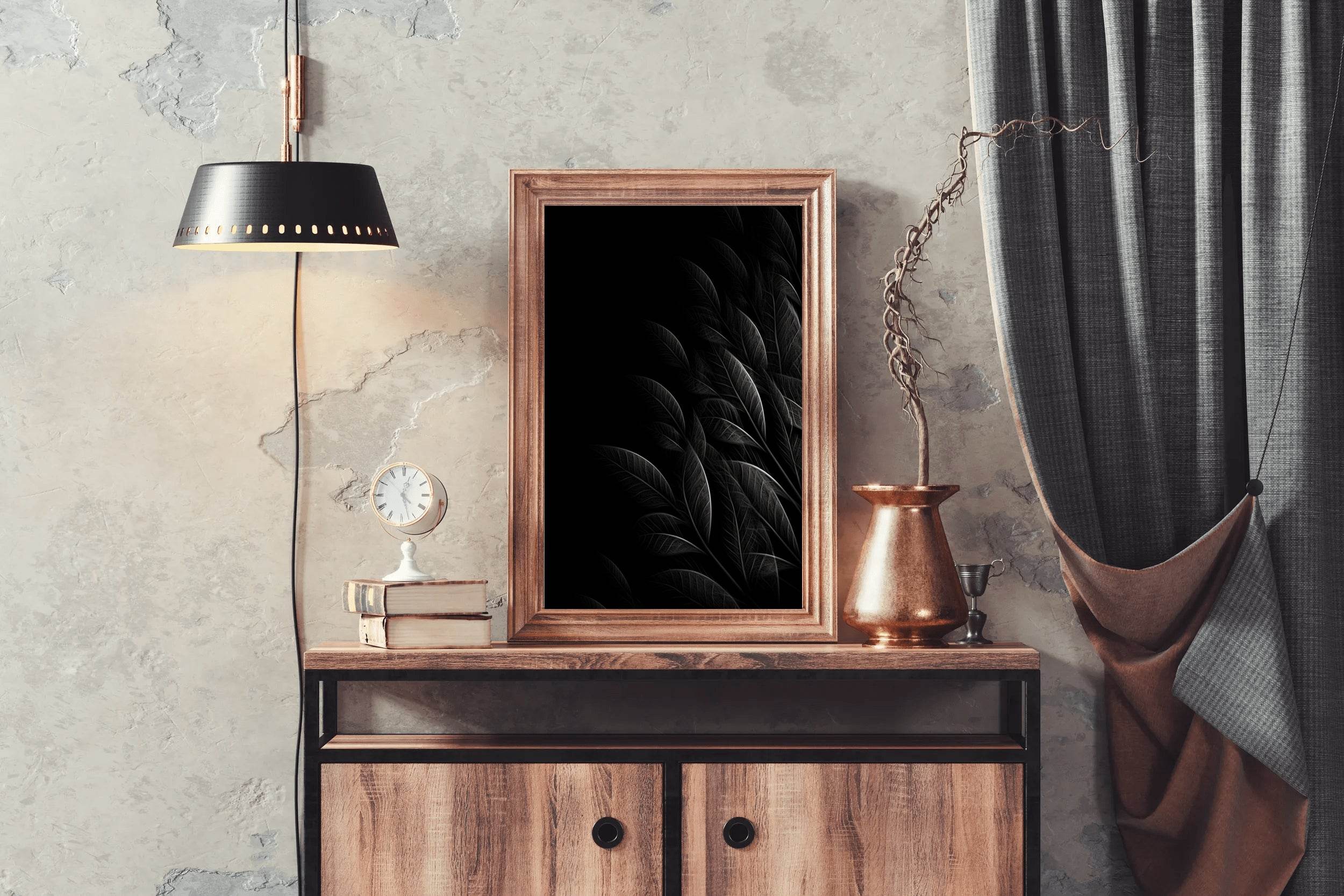 Leaf Background Black & White Wall Art - beink online art store