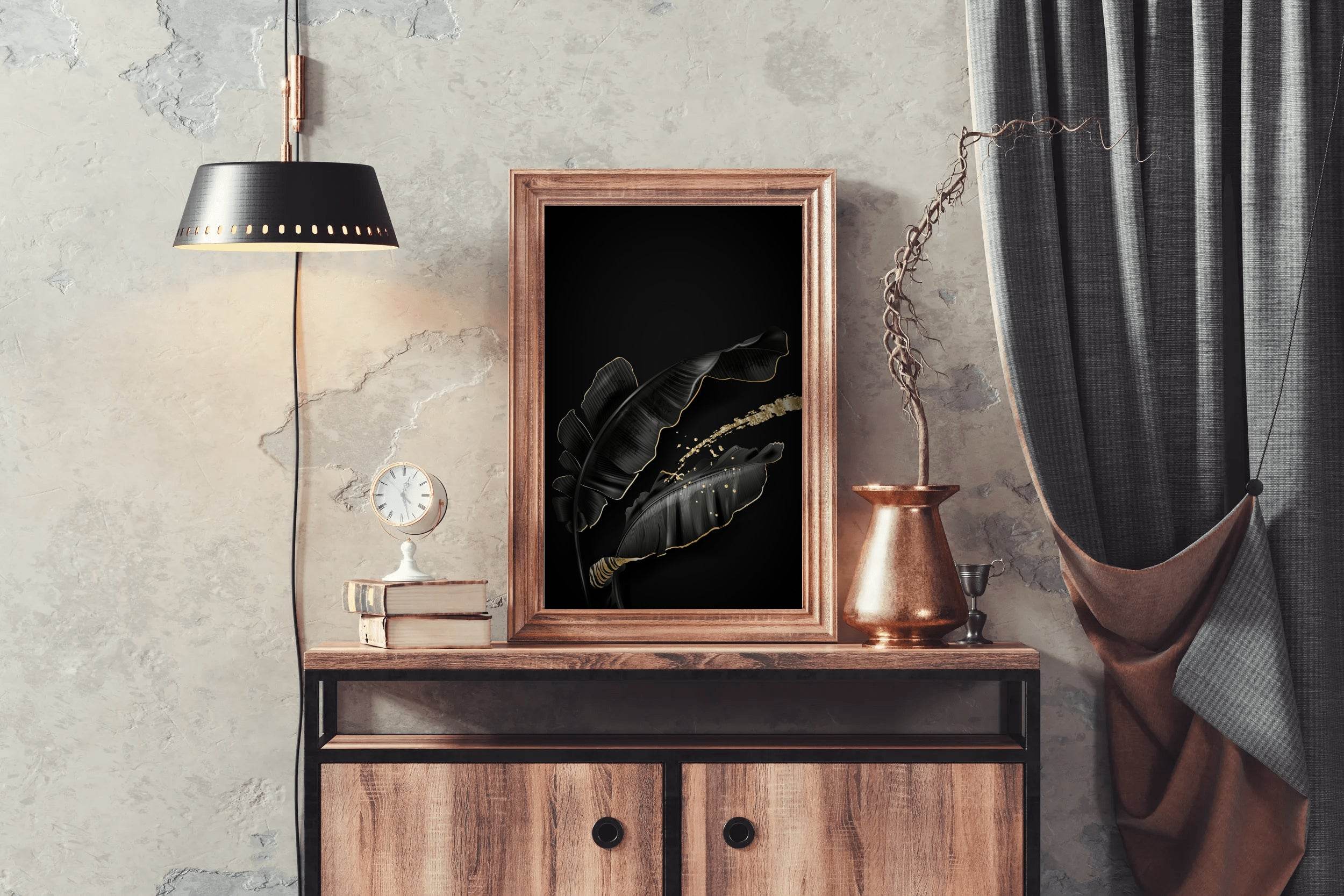 Blackened Banana Leaves Wall Art - beink online art store