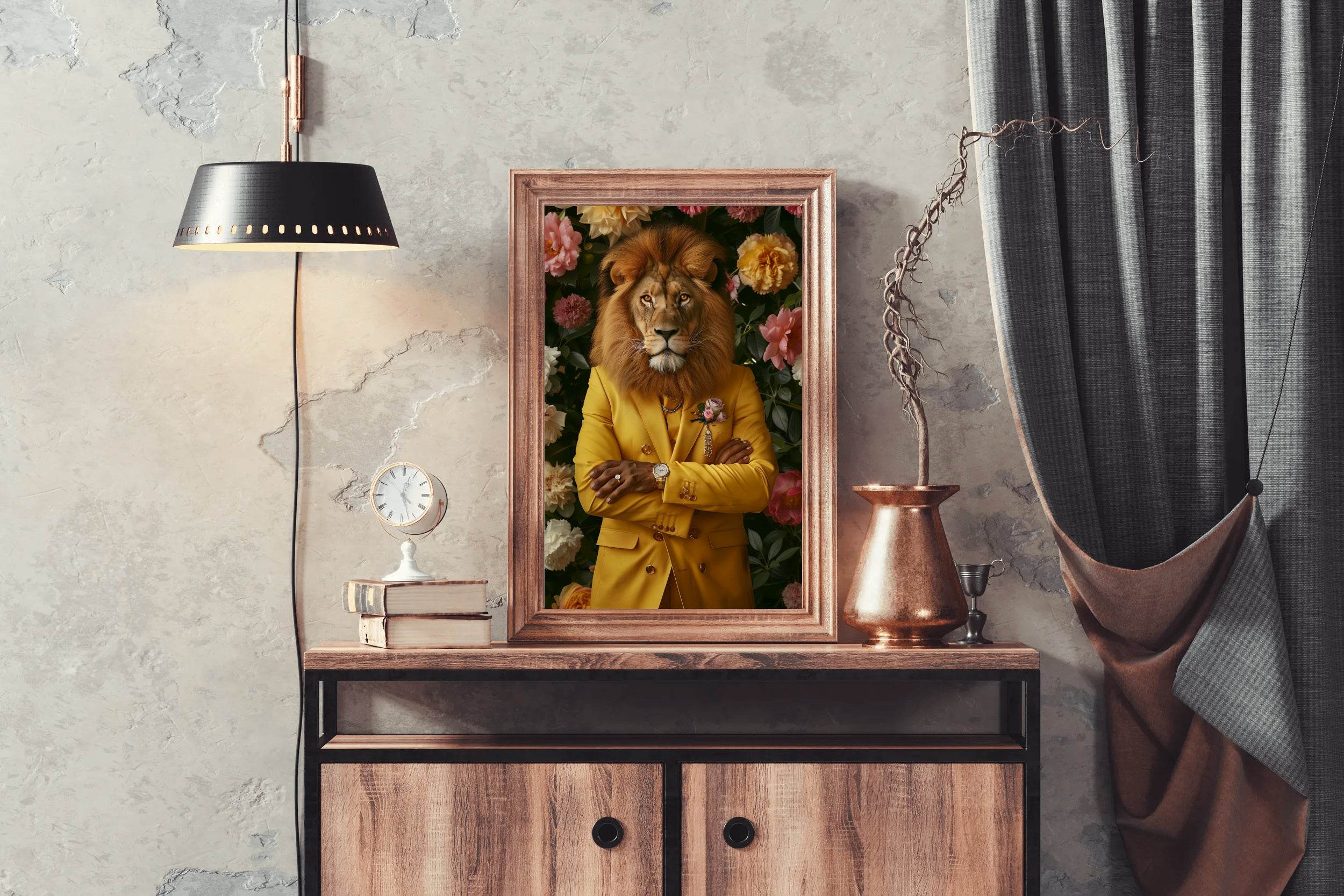 Master Flame Lion Wearing Coat Wall Art - beink online art store