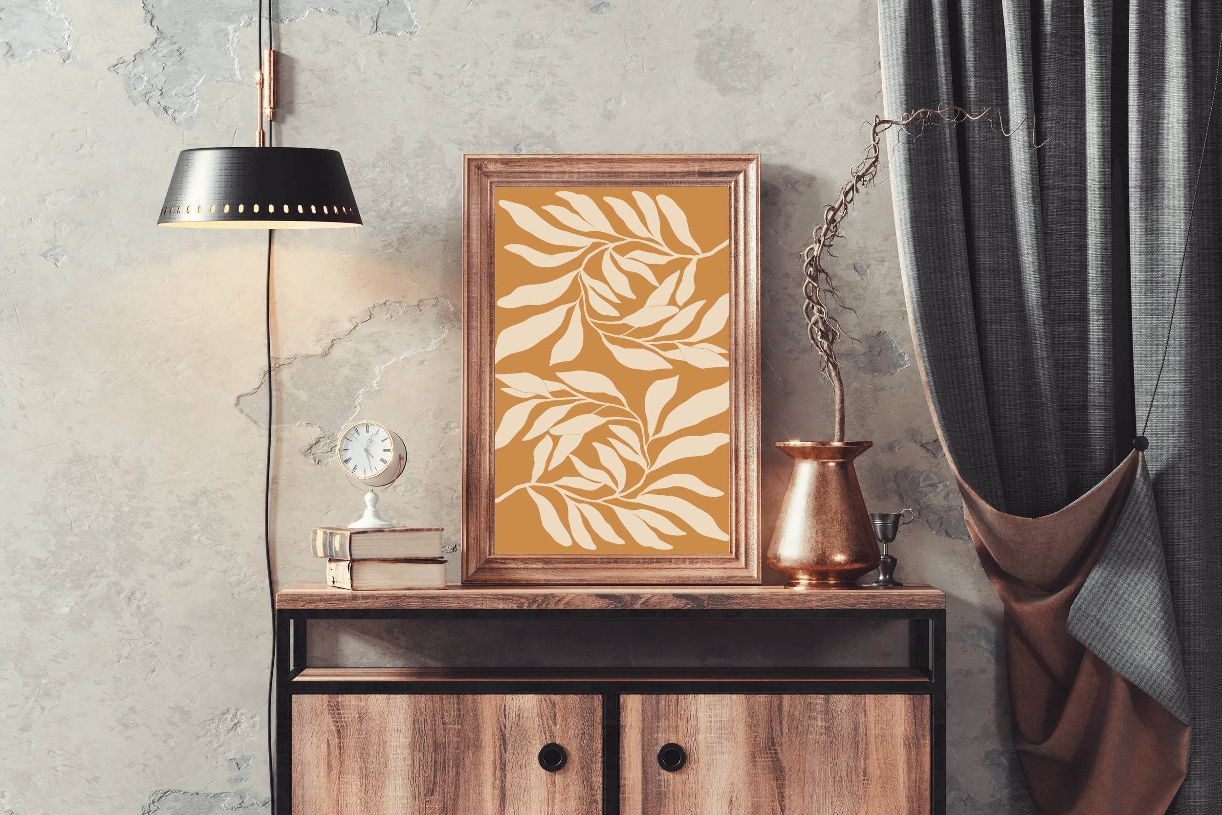 Abstract Botanical Print Minimalist Leaf Pattern ArtWork - beink online art store
