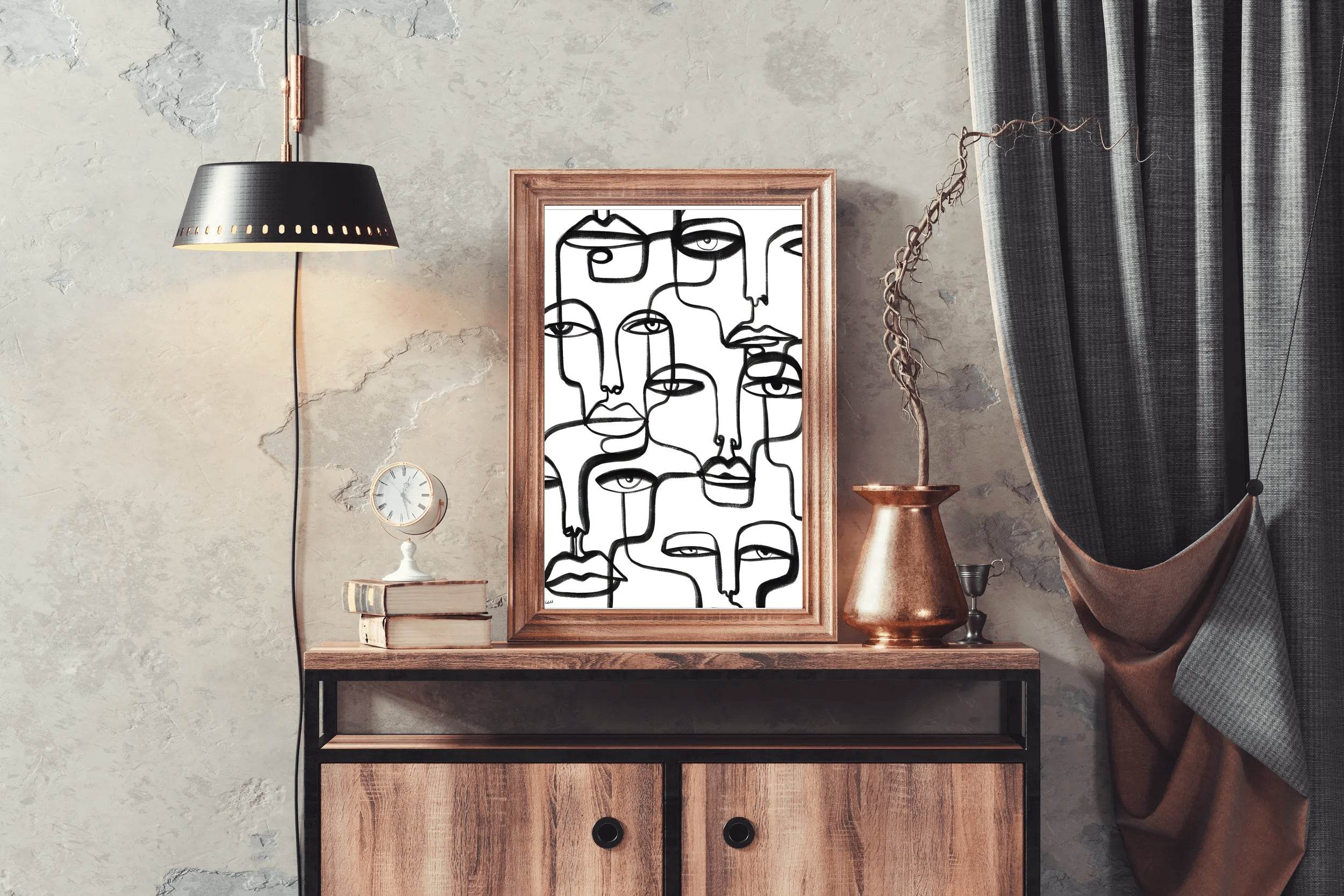 Interconnected Faces Modern Wall Art - beink online art store