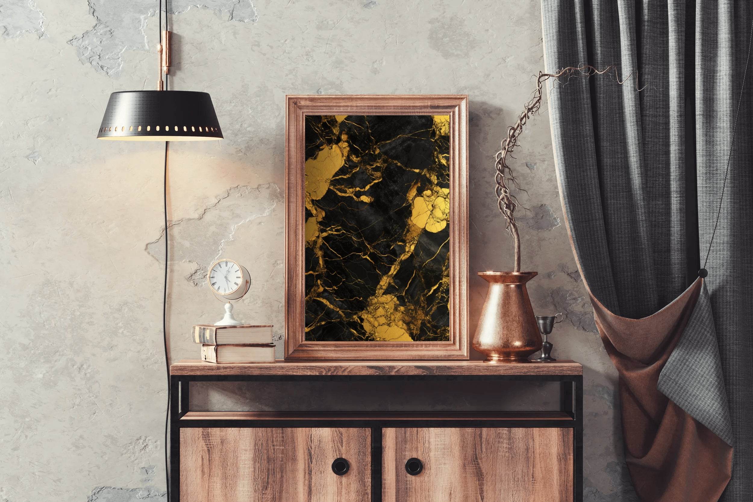 Gold And Black Marble Wall Art - beink online art store