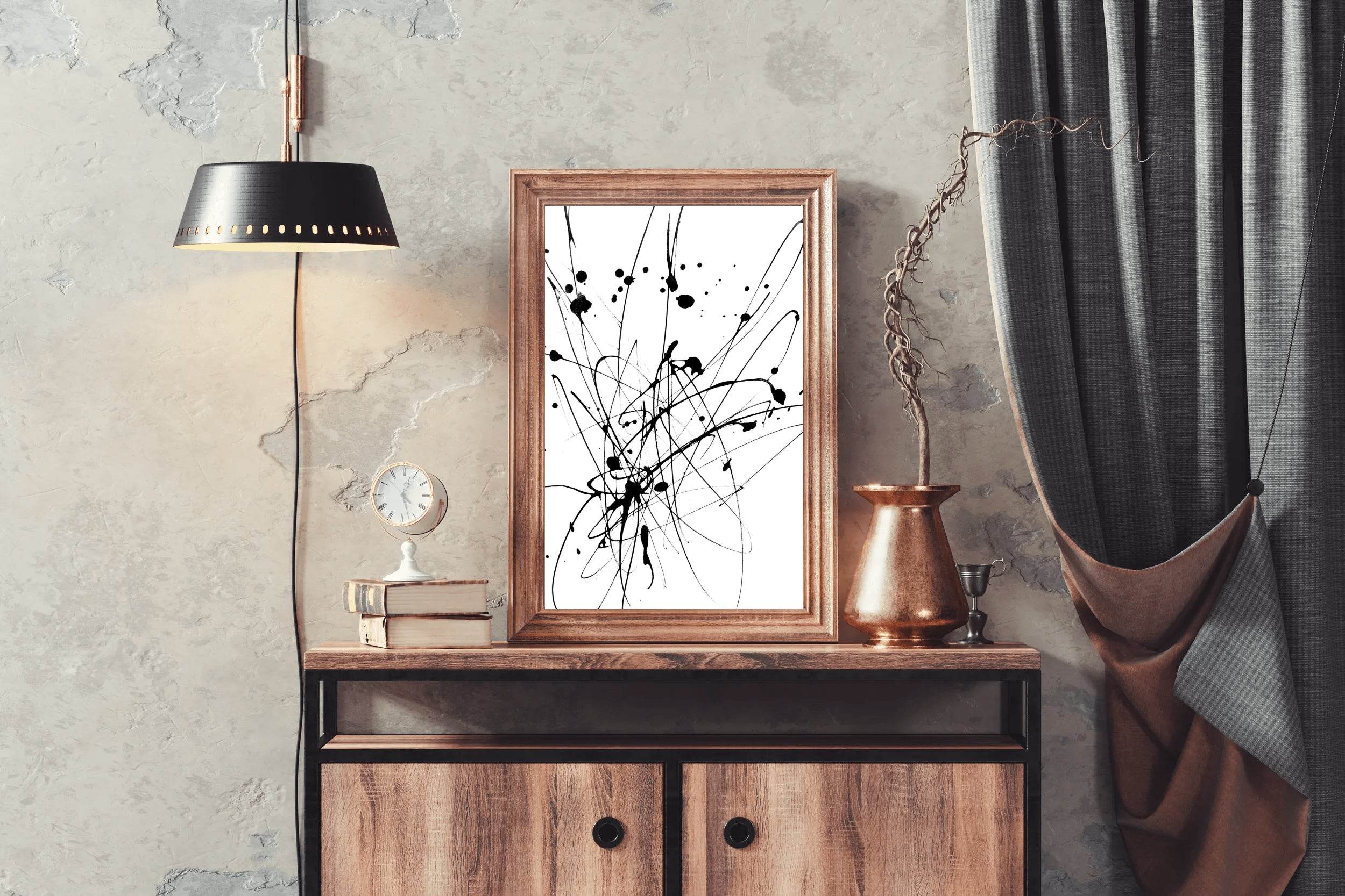 Black and White Inksplosion Modern Wall Art - beink online art store
