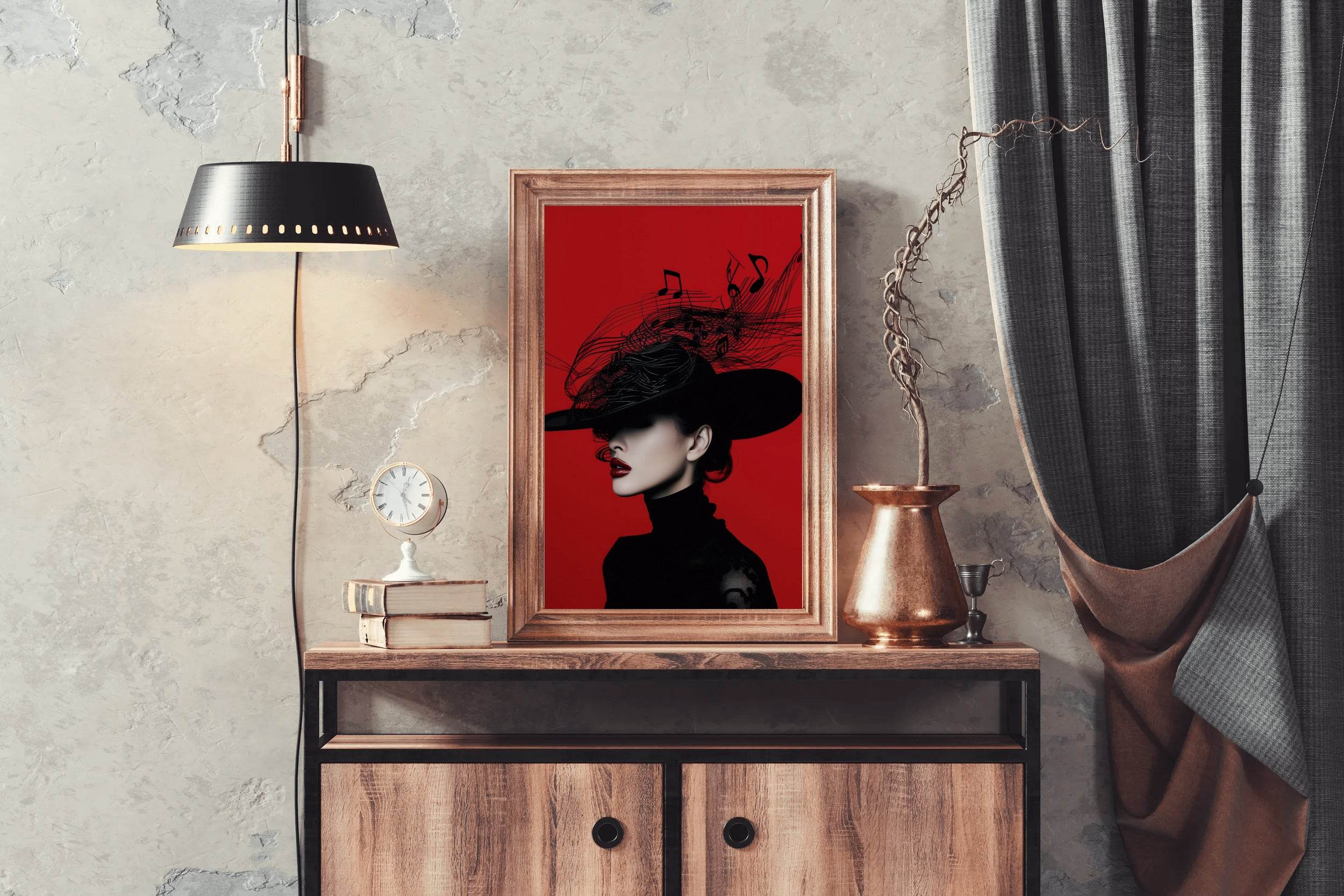 Elegant Lady With Black Hat Modern Wall Art - beink online art store