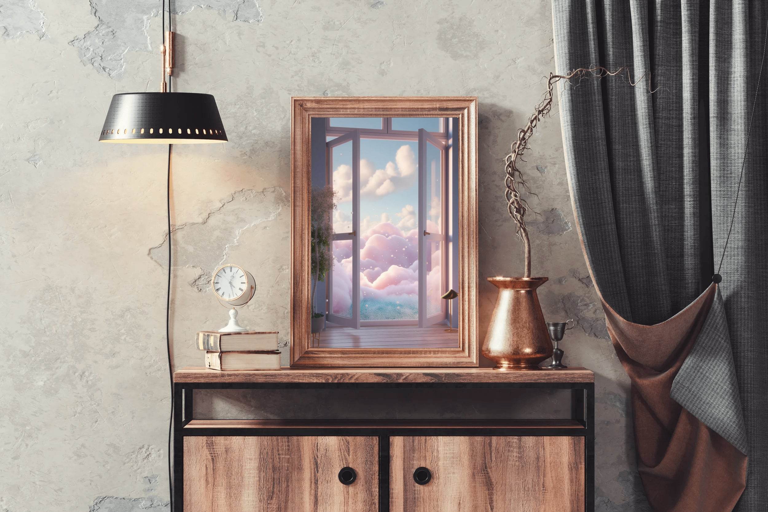 Room with window and surreal view Anime Wall Art - beink online art store