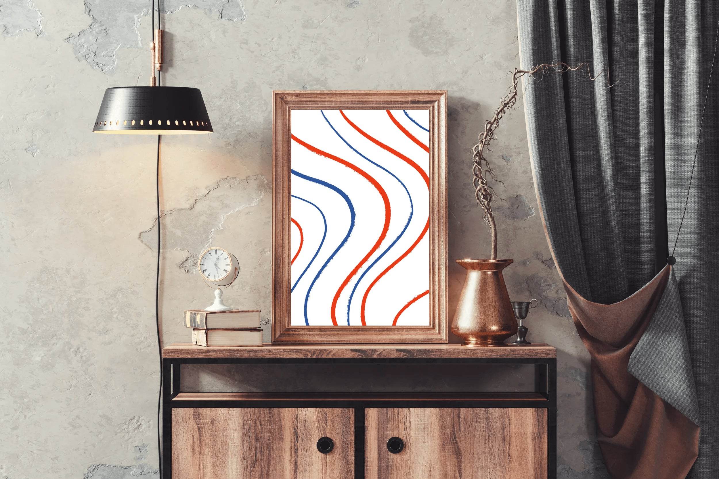 Colored Wavy Lines Wall Art - beink online art store