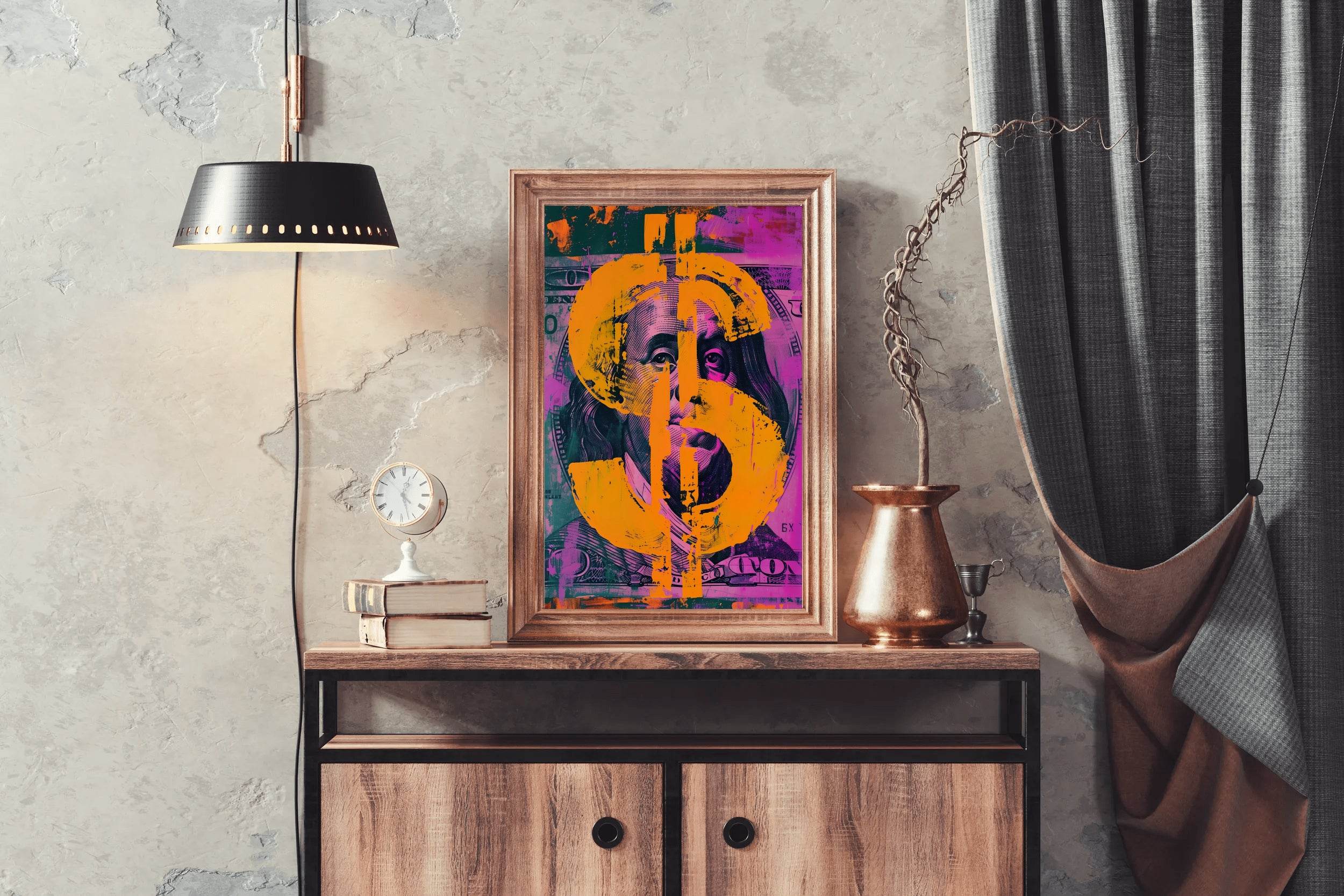 Dollar Sign Overlaying Benjamin Franklin's Portrait Wall Art - beink online art store