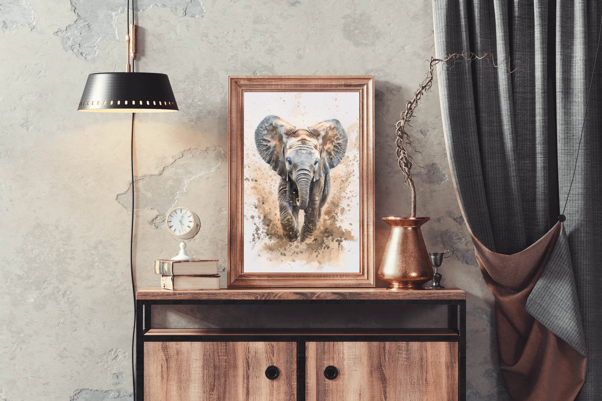 Elephant Running in Dirt Animal Wall Art - beink online art store
