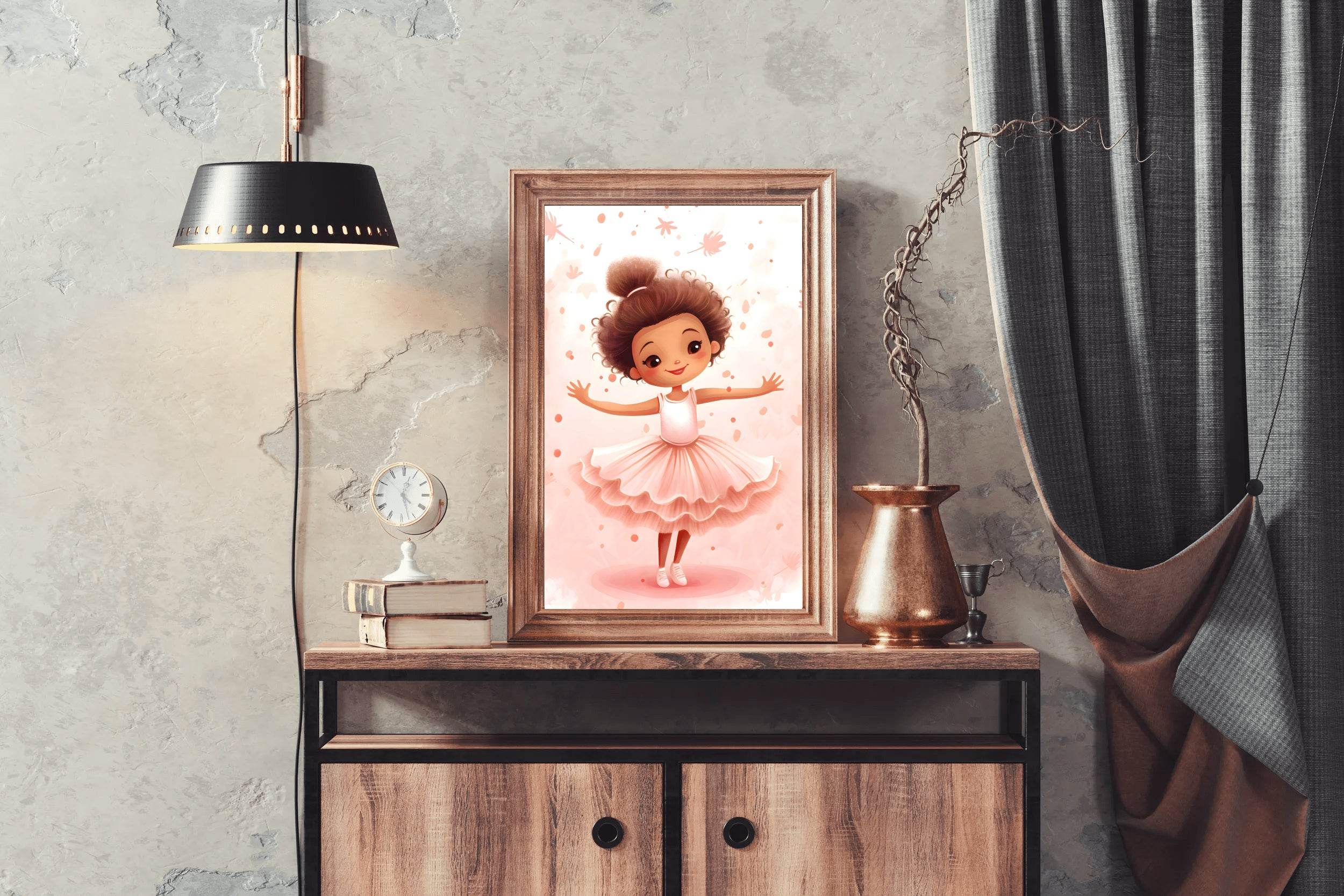 Drawing of Cute Little Girl Dancing - beink online art store