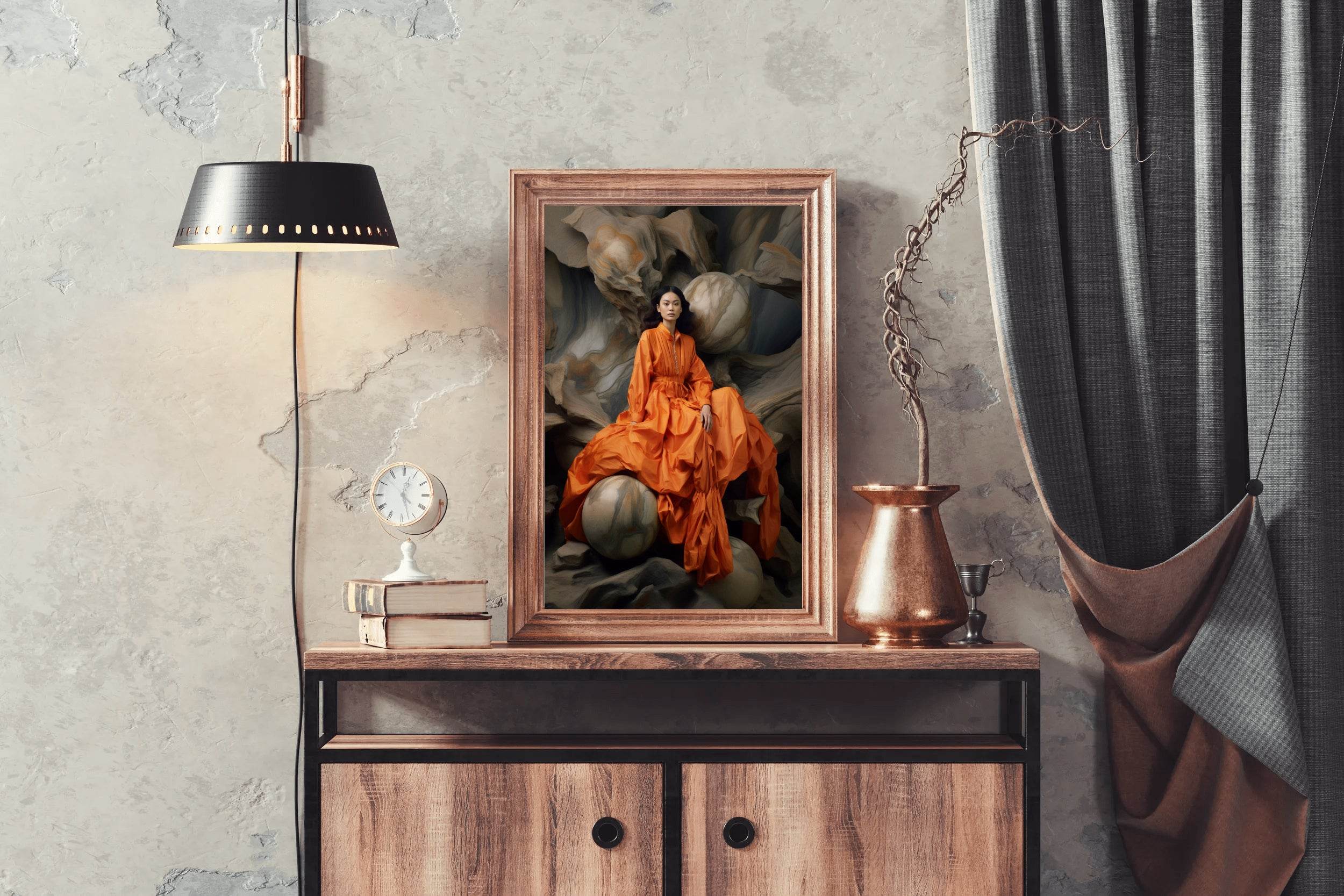 The Serena Maxi Dress in Bright Orange Wall Art - beink online art store