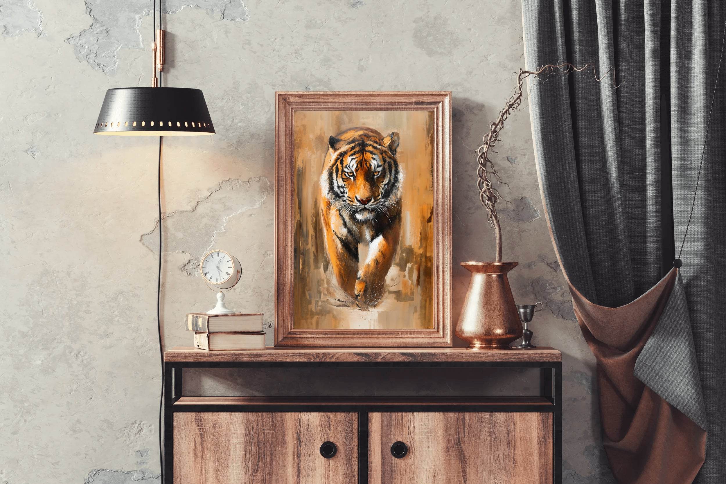 Colorful Water Color Paint of Walking Tiger Illustration - beink online art store
