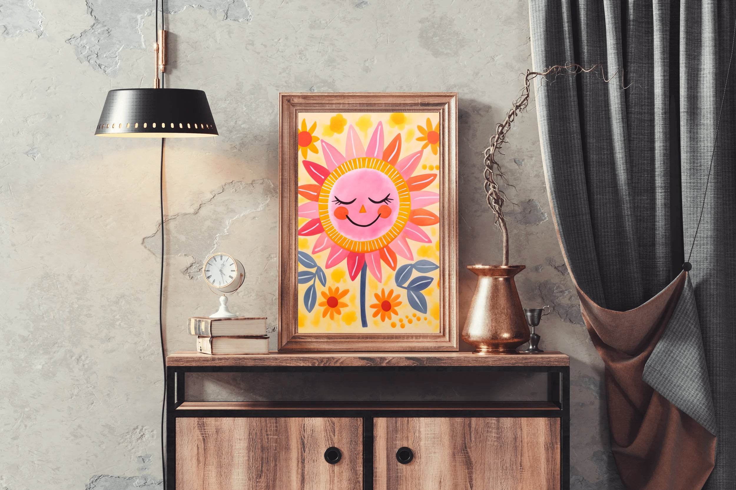 Cartoon Sunflower With Closed Eyes - beink online art store