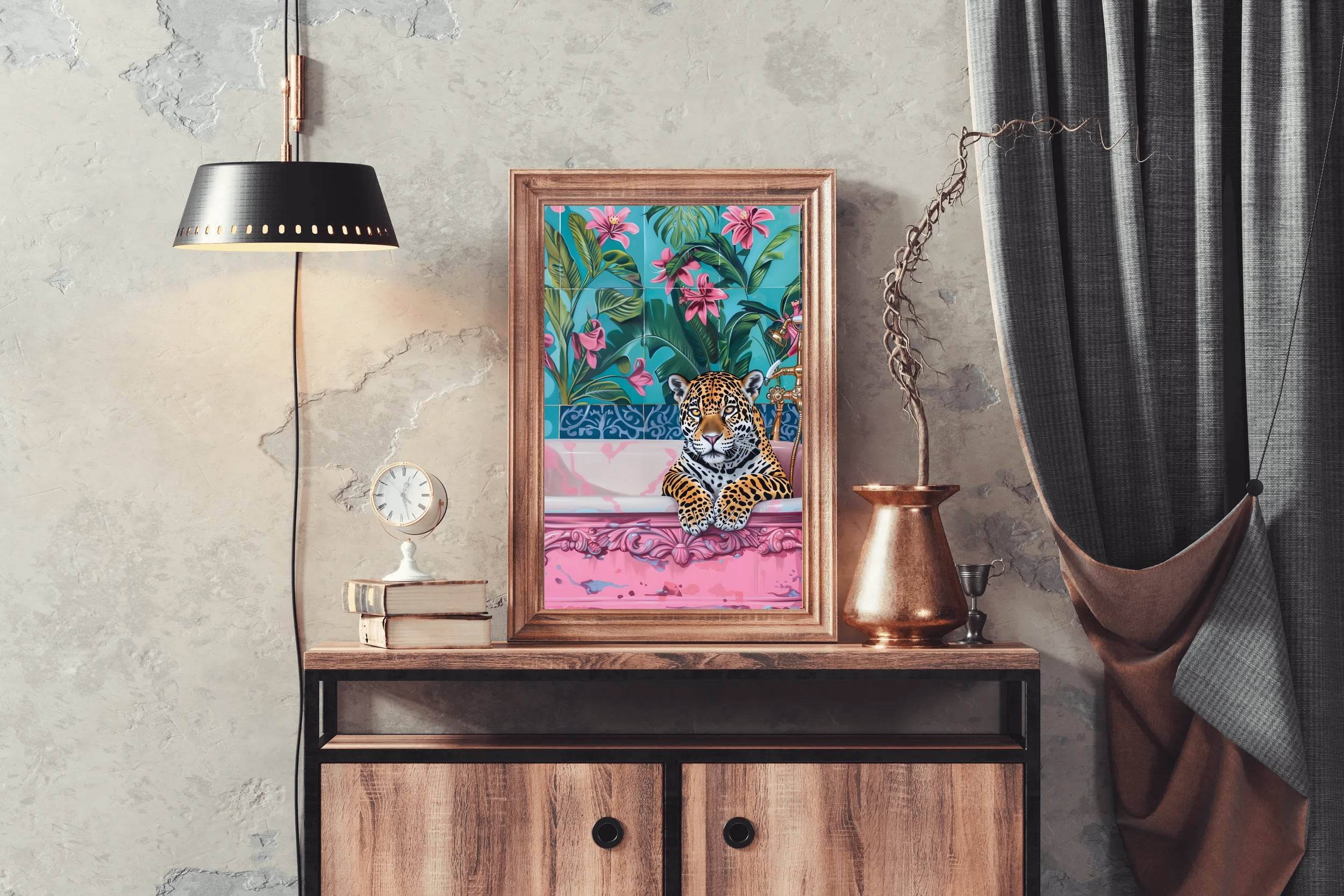Oil Painting of Leopard in Bathtub - beink online art store