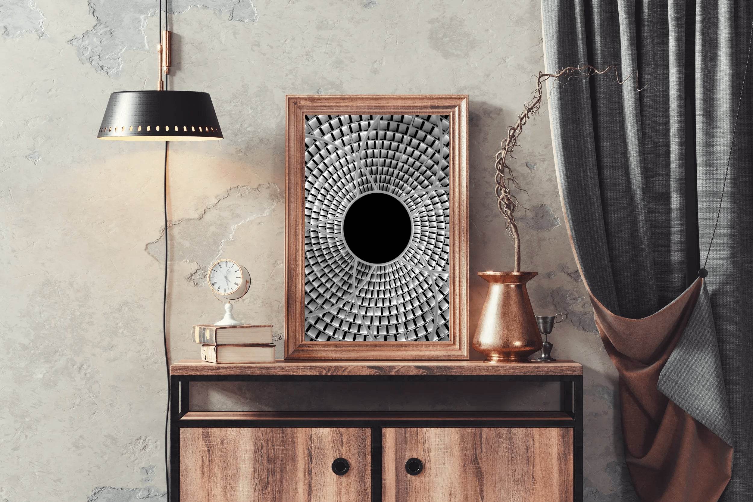 Open Hole Ceiling Architecture Black & White Wall Art - beink online art store