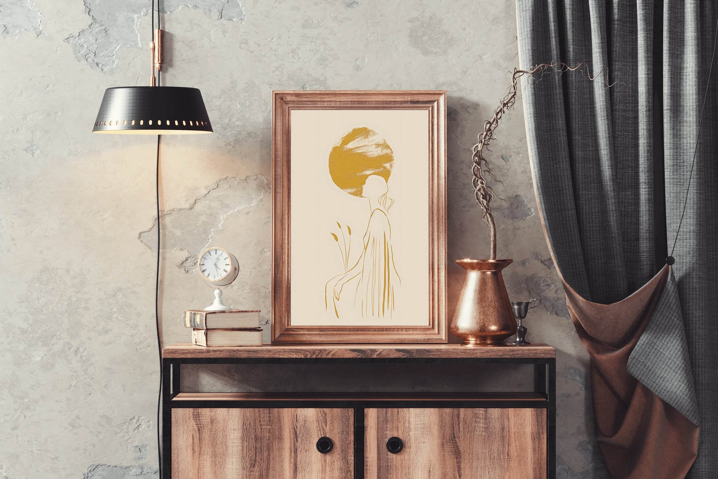 Golden Silhouette of a Women Wall Art - beink online art store