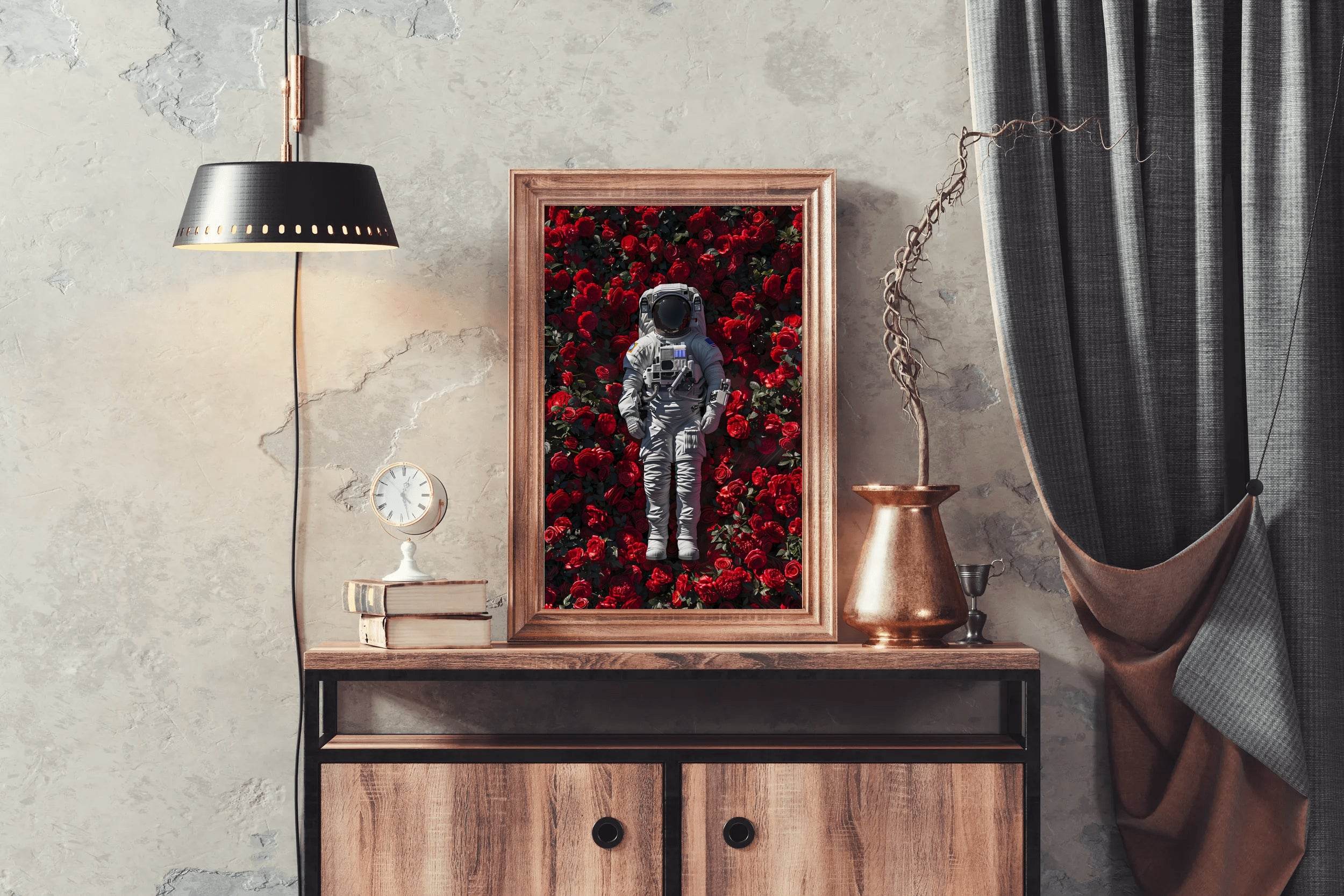 Astronaut Laying in a Bed of Roses Digital Artwork - beink online art store