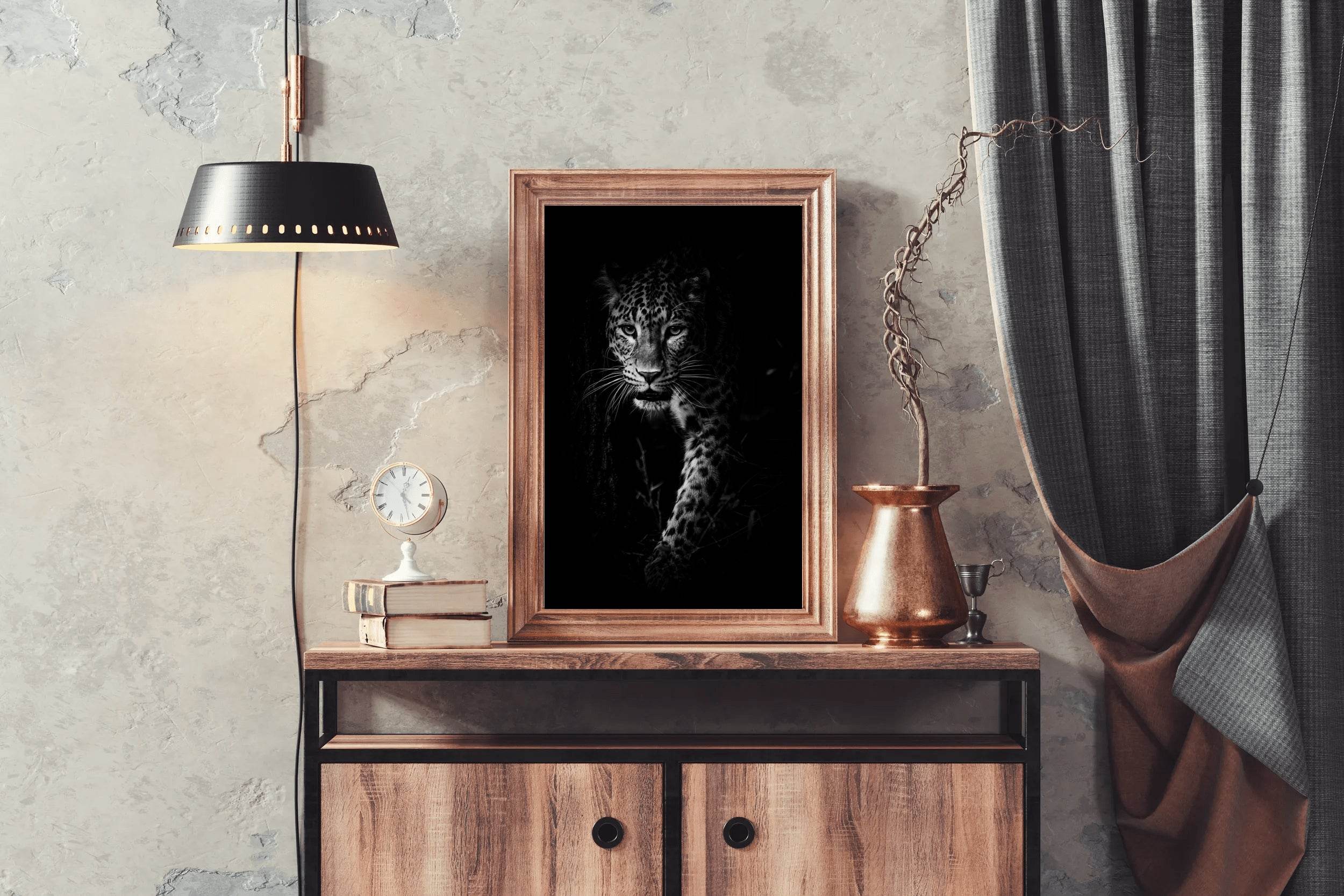 Amur Leopard Black & White Wall Art - beink online art store