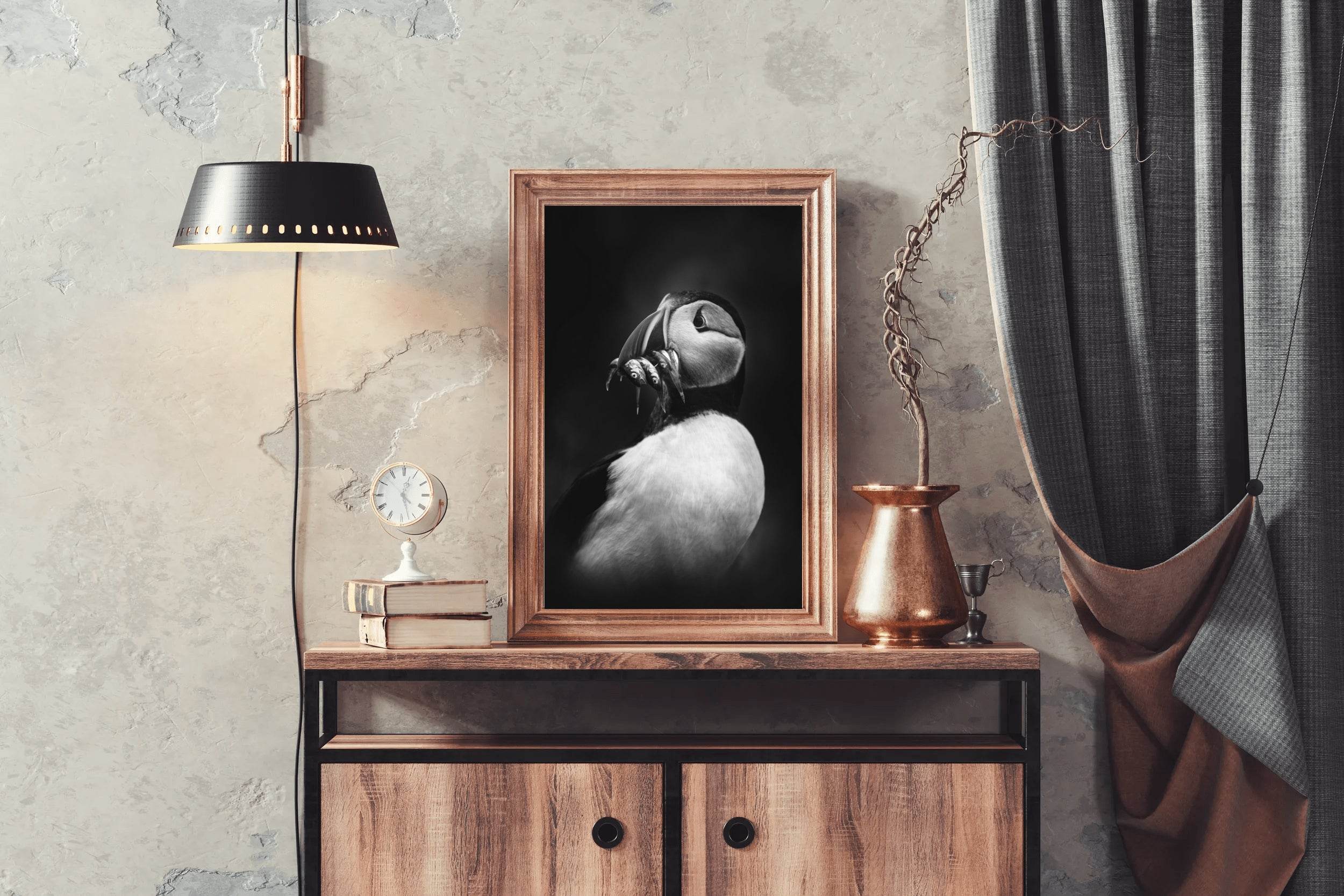 Atlantic Puffin Black & White Wall Art - beink online art store