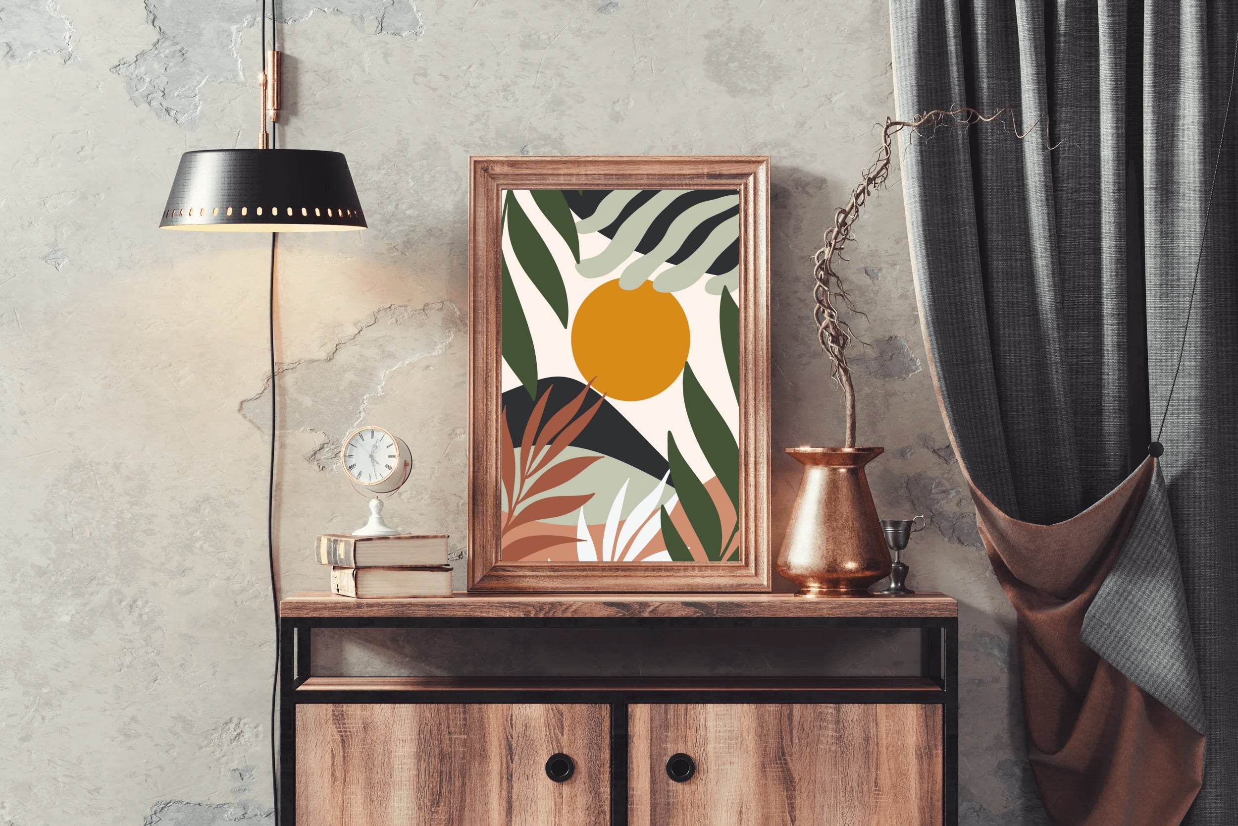 Minimalist leaves With Background ArtWork - beink online art store