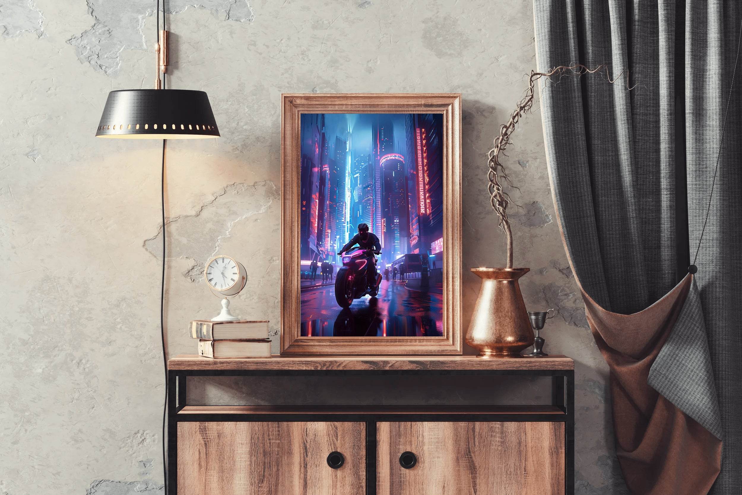 Purple Motorcycle Wall Art - beink online art store