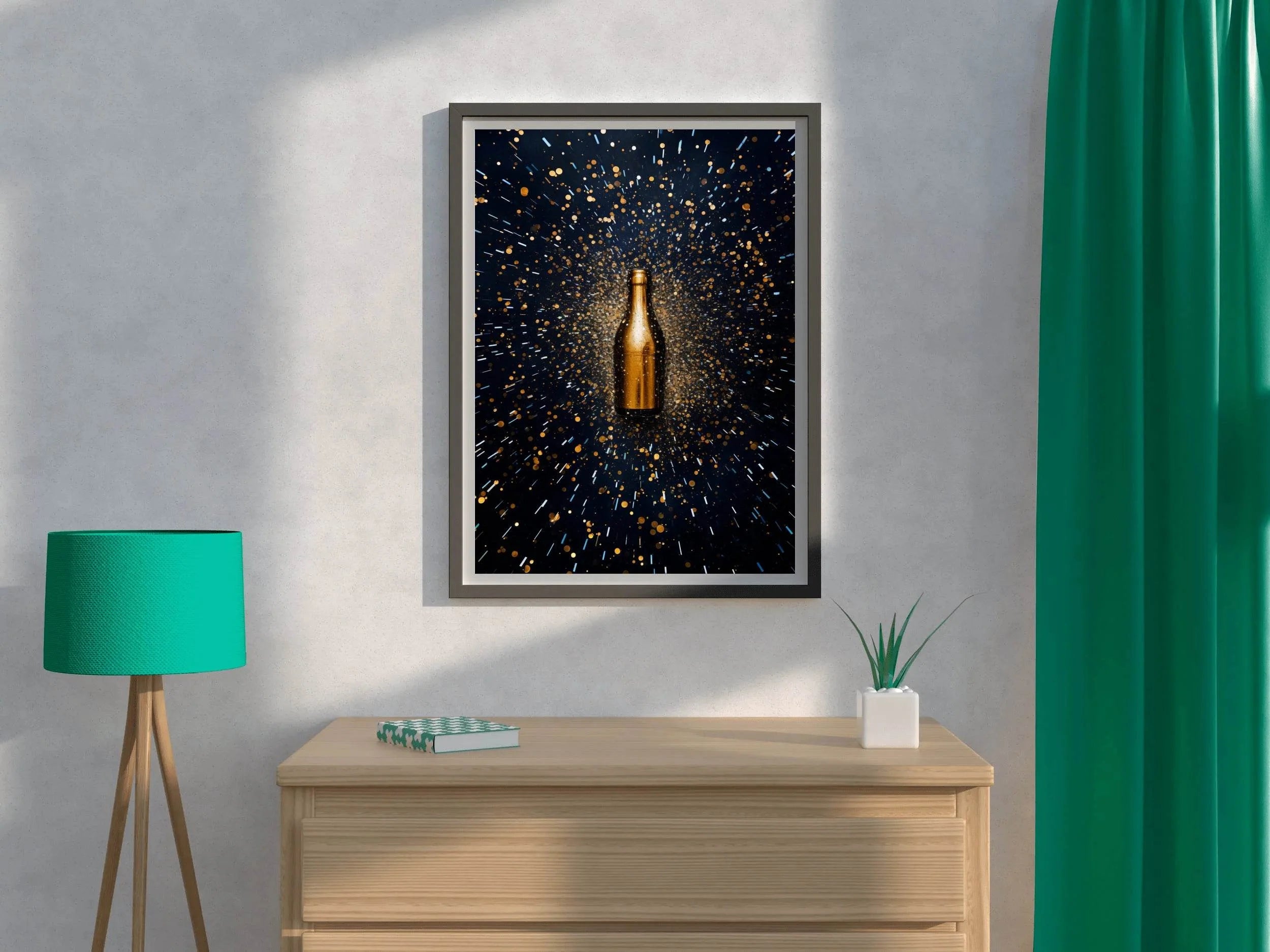 Golden Bottle Wall Art - beink online art store