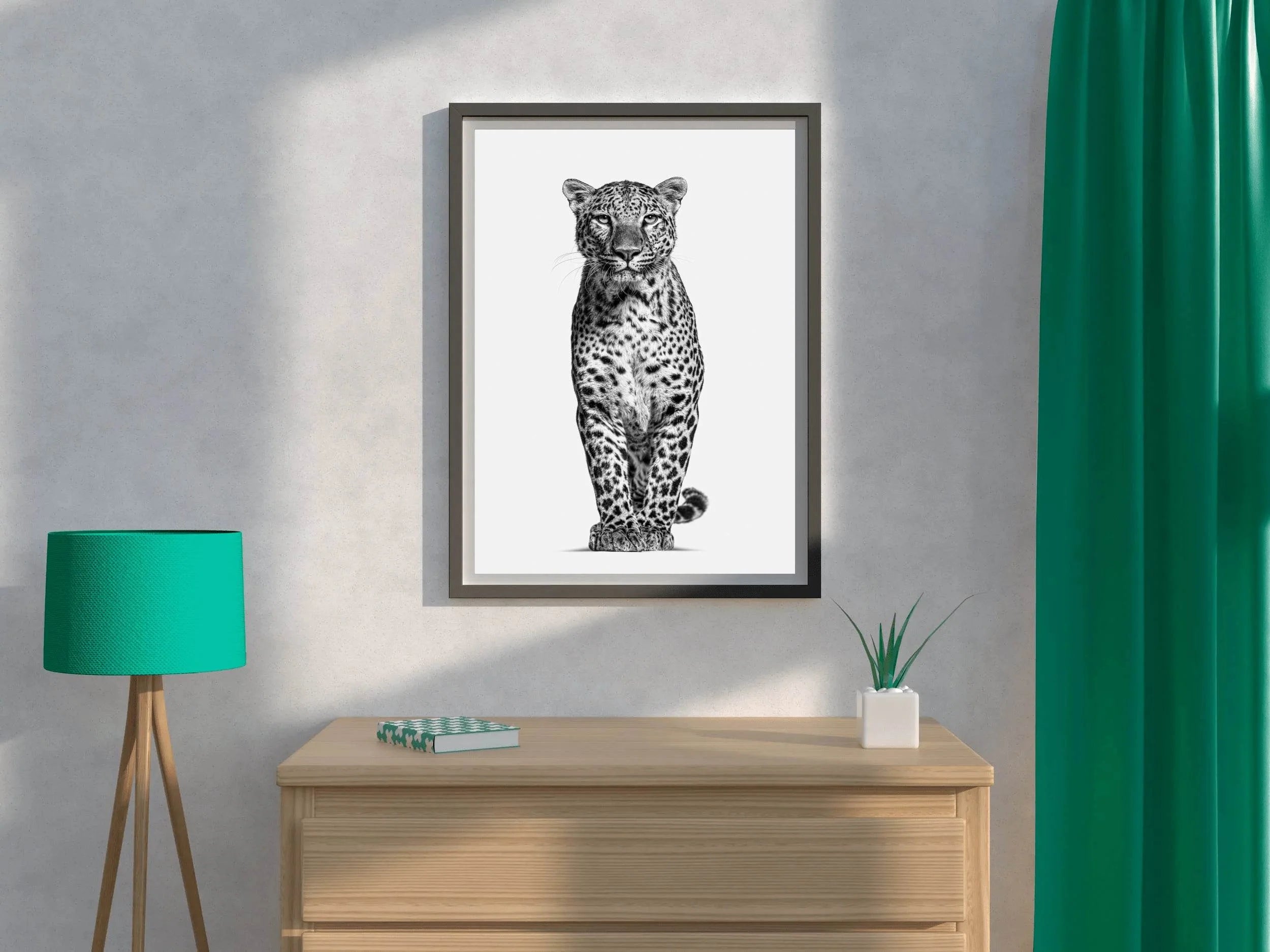 African Leopard Black & White Wall Art - beink online art store