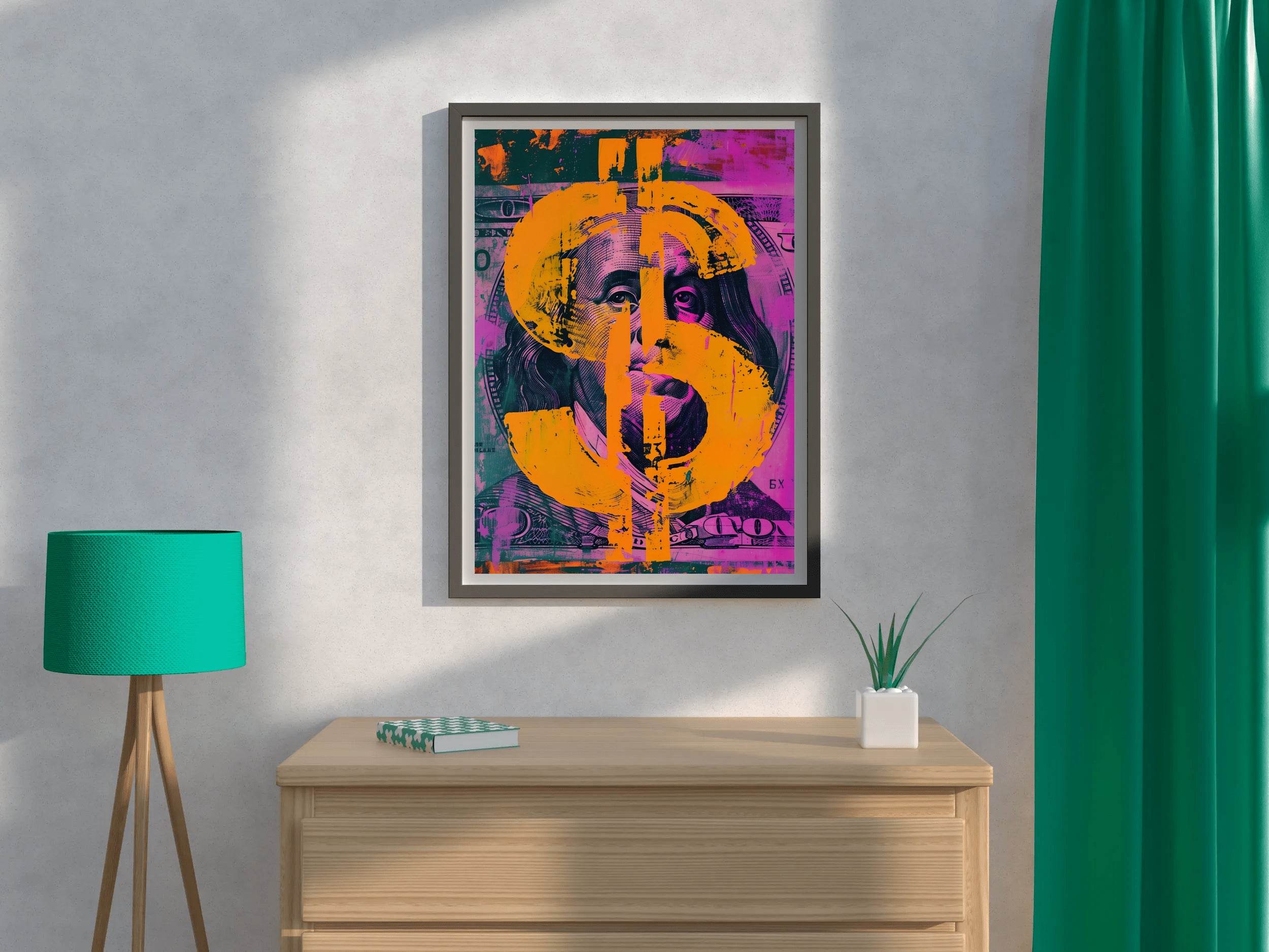 Colorful Dollar Ben Franklin Wall Art - beink online art store